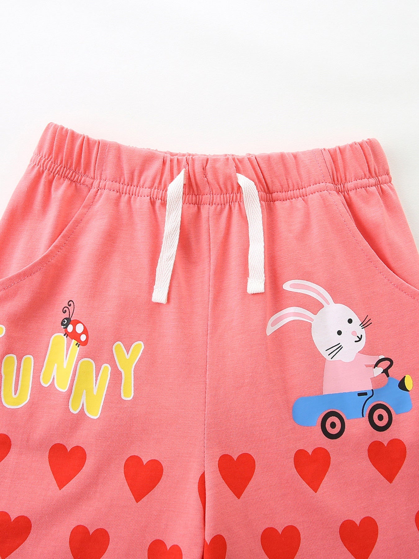 Children's Bunny Heart Print Top and Shorts Set