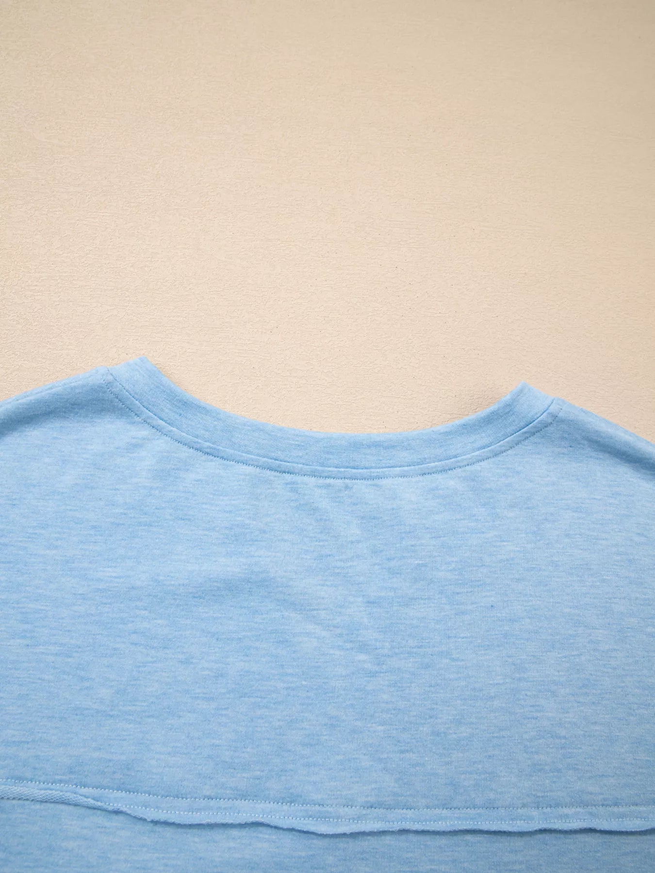 Notched Terry Long Sleeve Top
