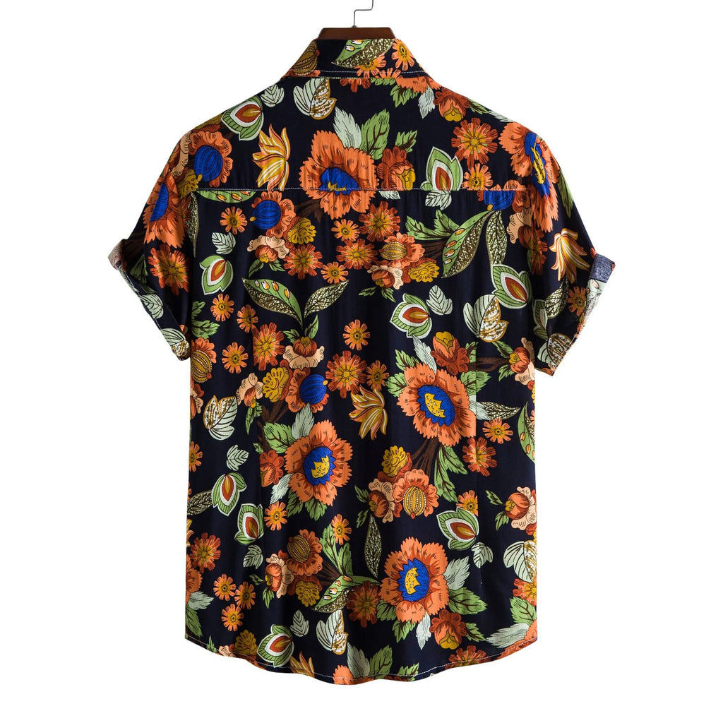 Men's Plus Size Floral Print Short Sleeve Hawaiian Shirt