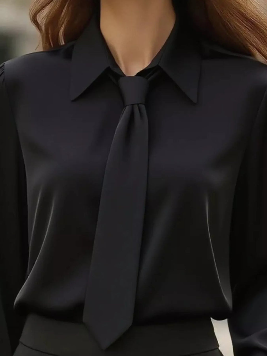Collared Neck Long Sleeve Blouse