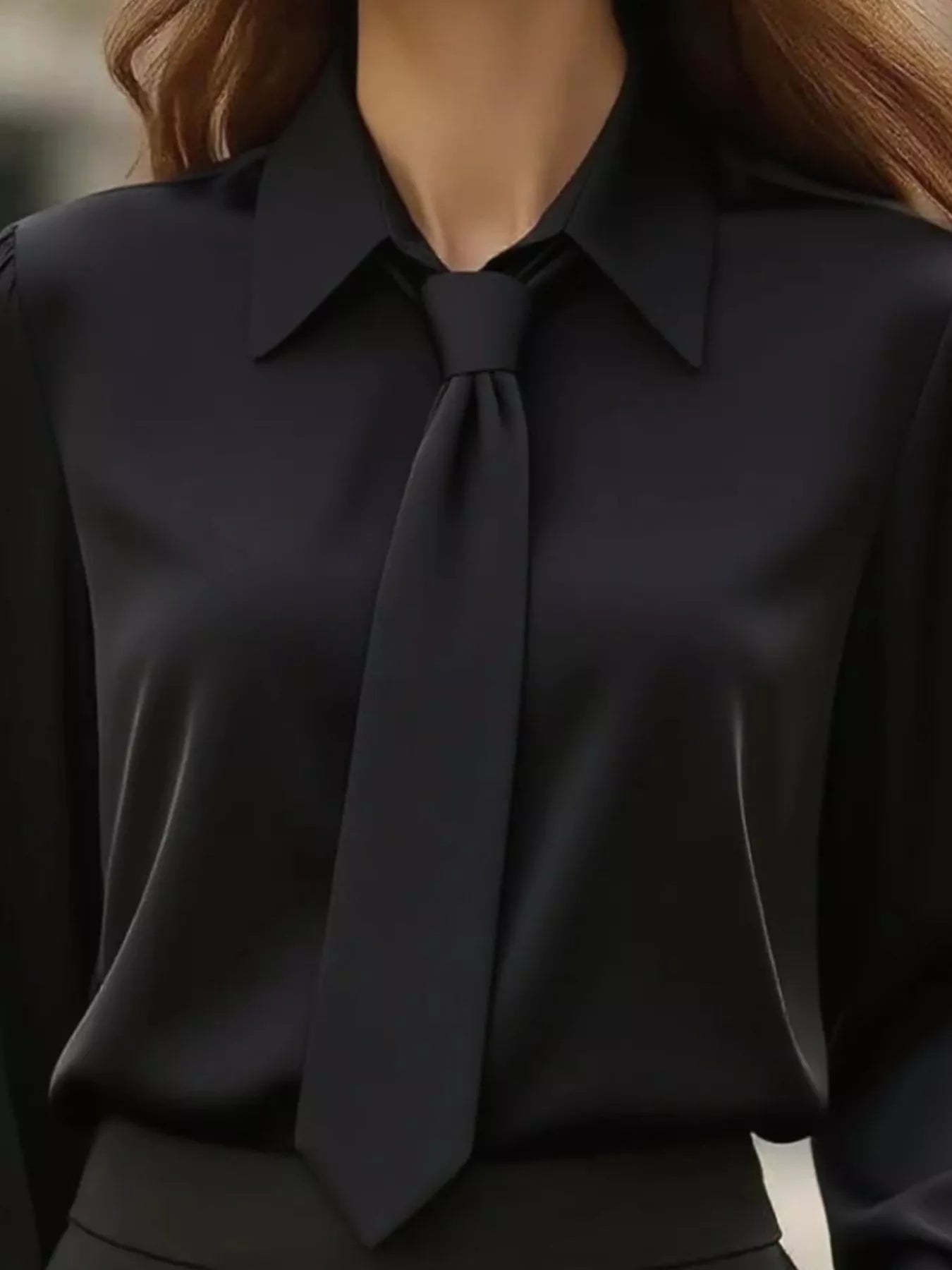 Collared Neck Long Sleeve Blouse