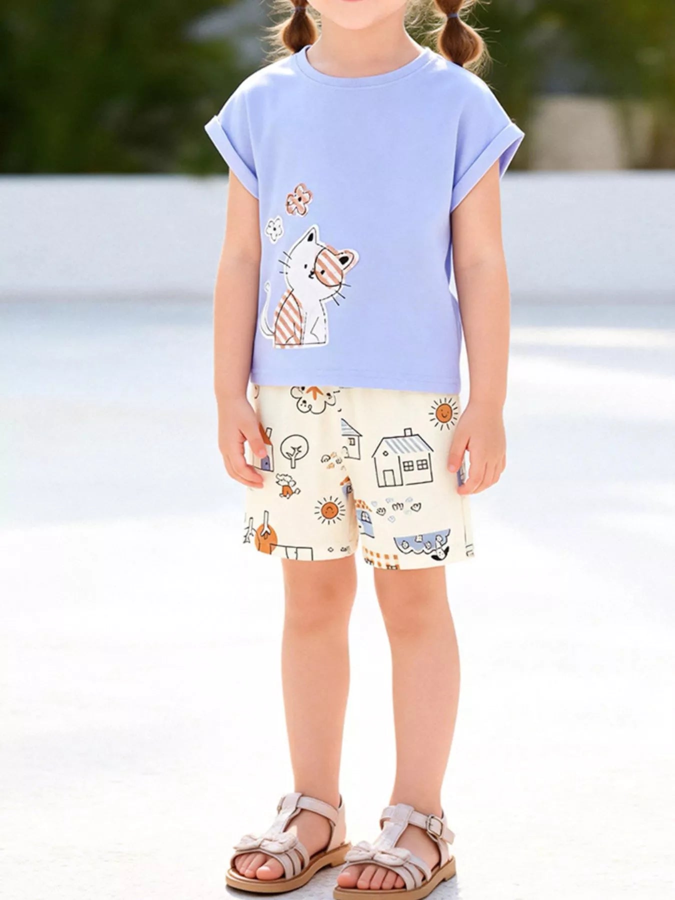 Children's Cat T-shirt and Shorts Set
