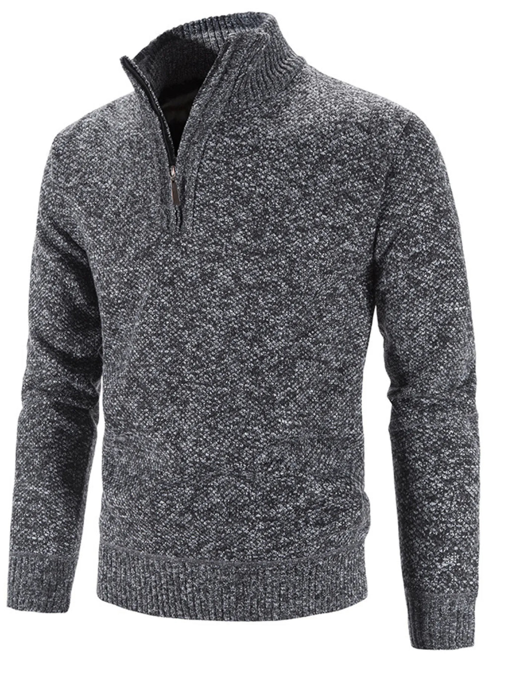 Men's Plus Size Quarter Zip Long Sleeve Sweater
