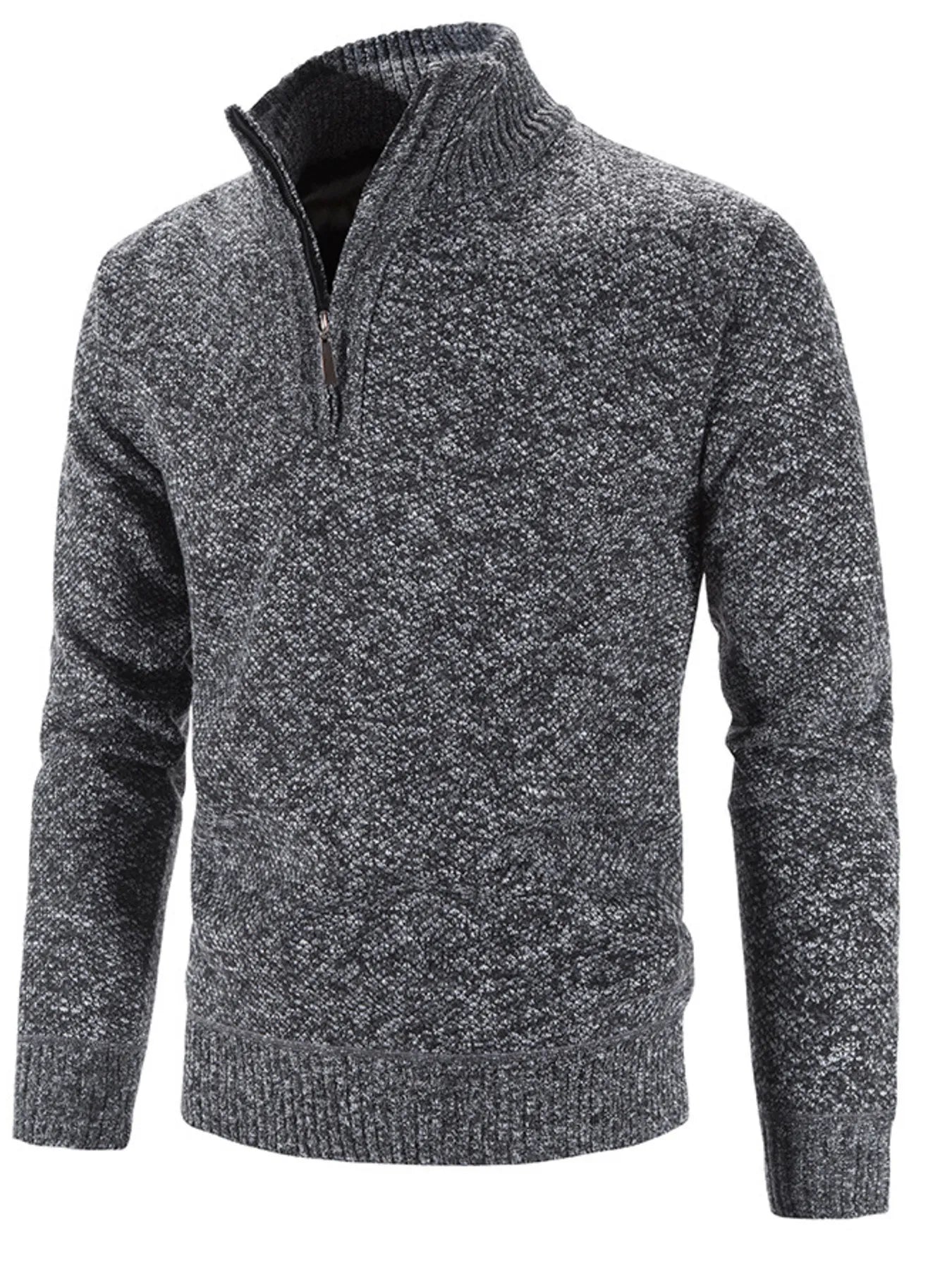 Men's Plus Size Quarter Zip Long Sleeve Sweater