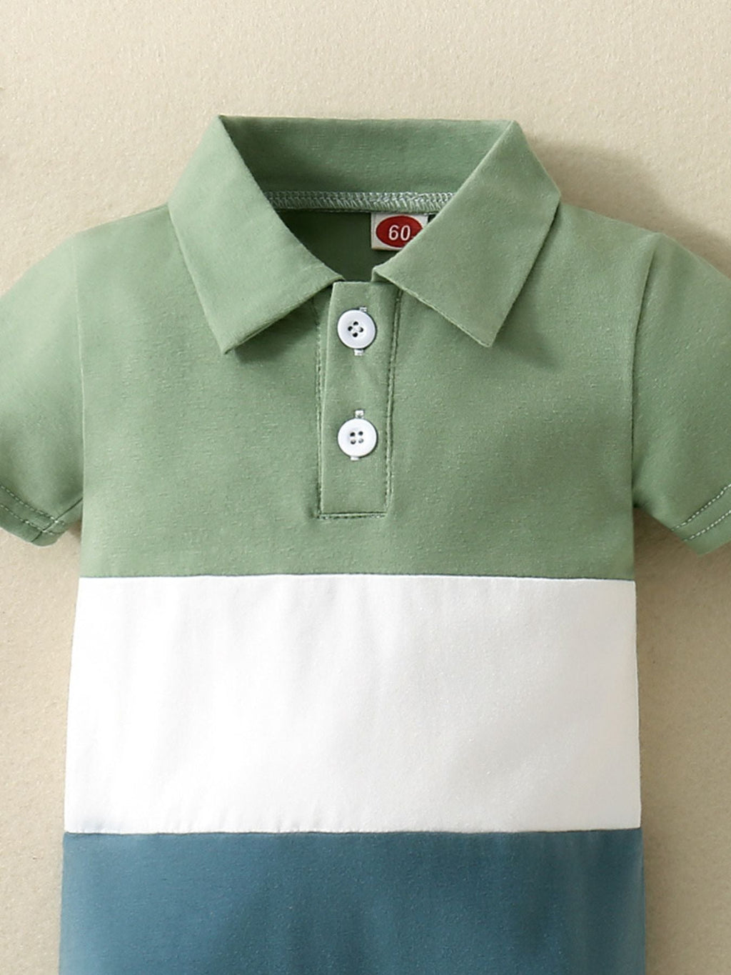 Children's Color Block Polo Collar Short Sleeve One-Piece