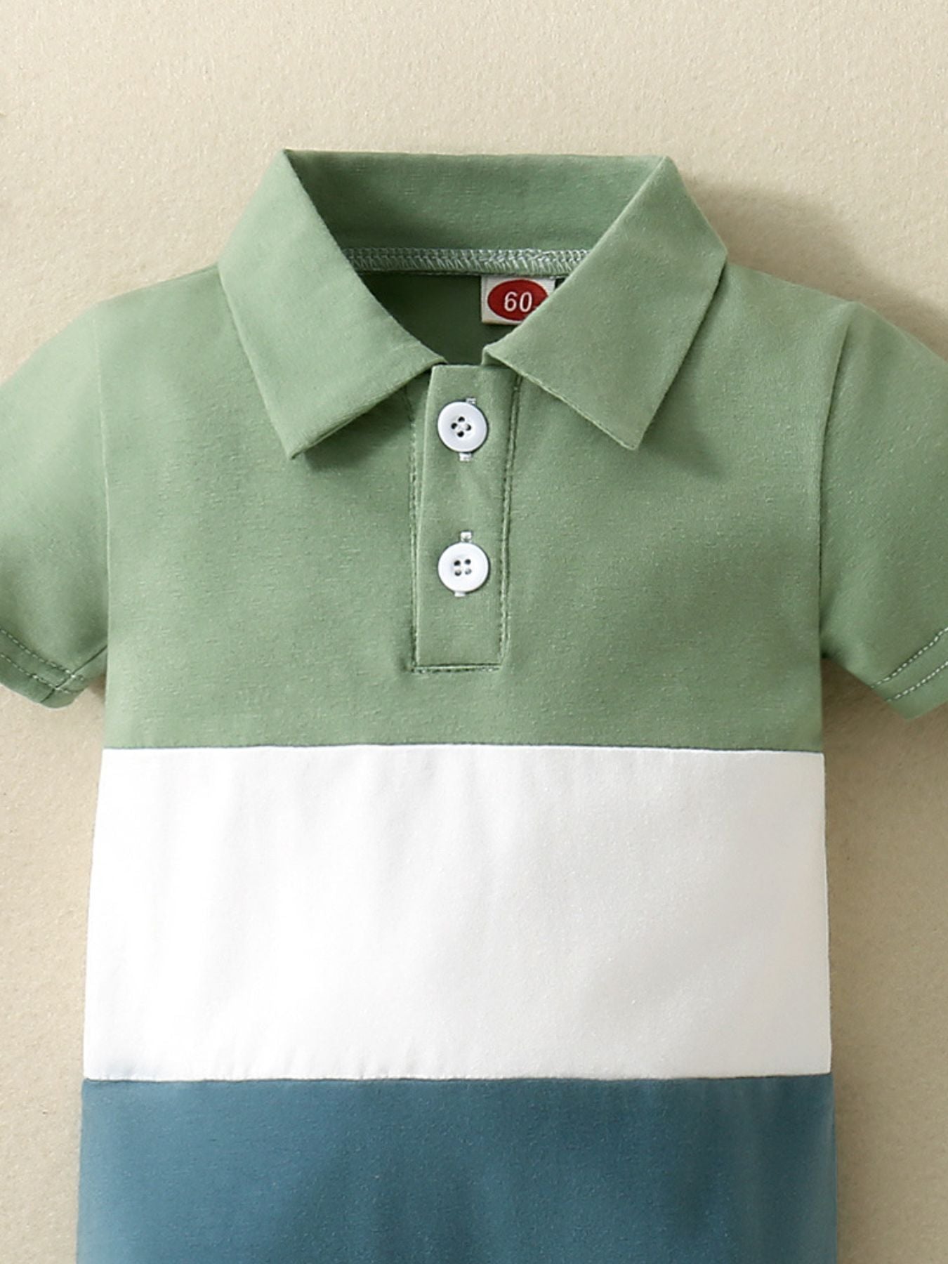 Children's Color Block Polo Collar Short Sleeve One-Piece