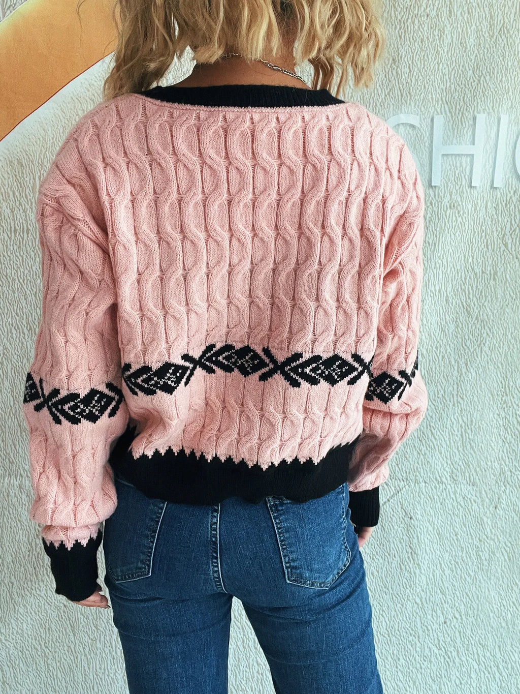 Cable Knit V-Neck Sweater