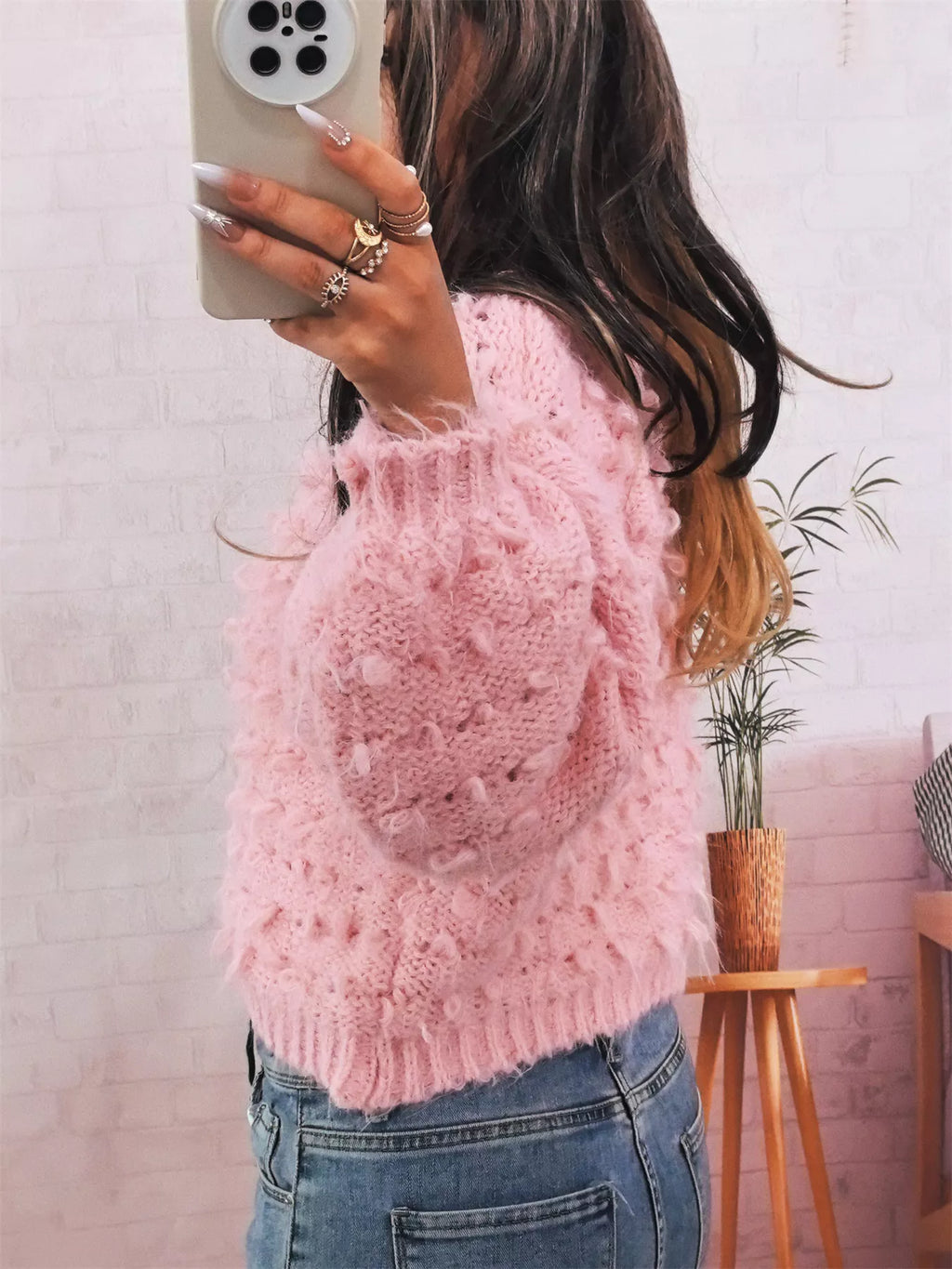Chunky Round Neck Long Sleeve Sweater