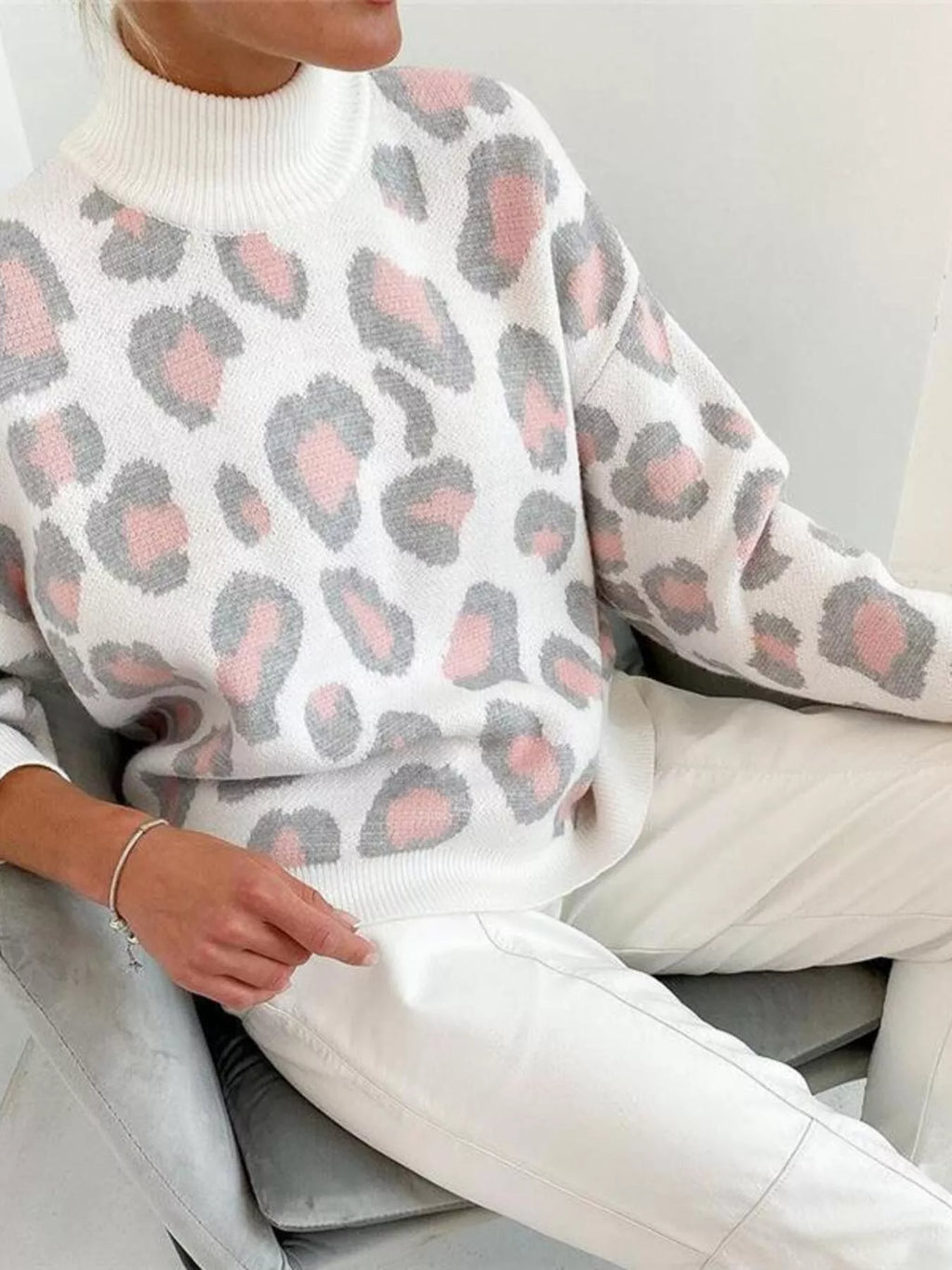 Leopard High Neck Sweater