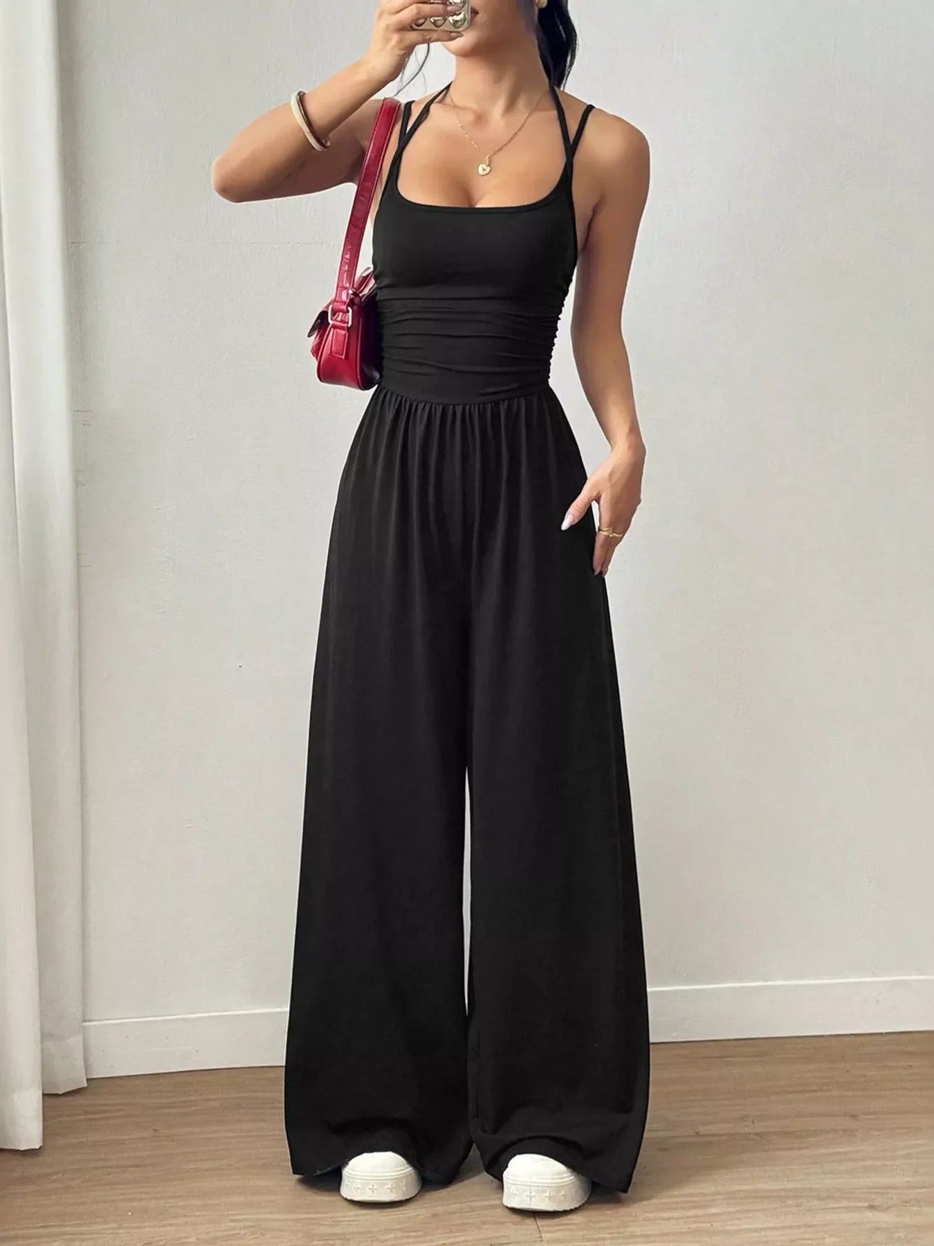 Spaghetti Strap Wide Leg Jumpsuit