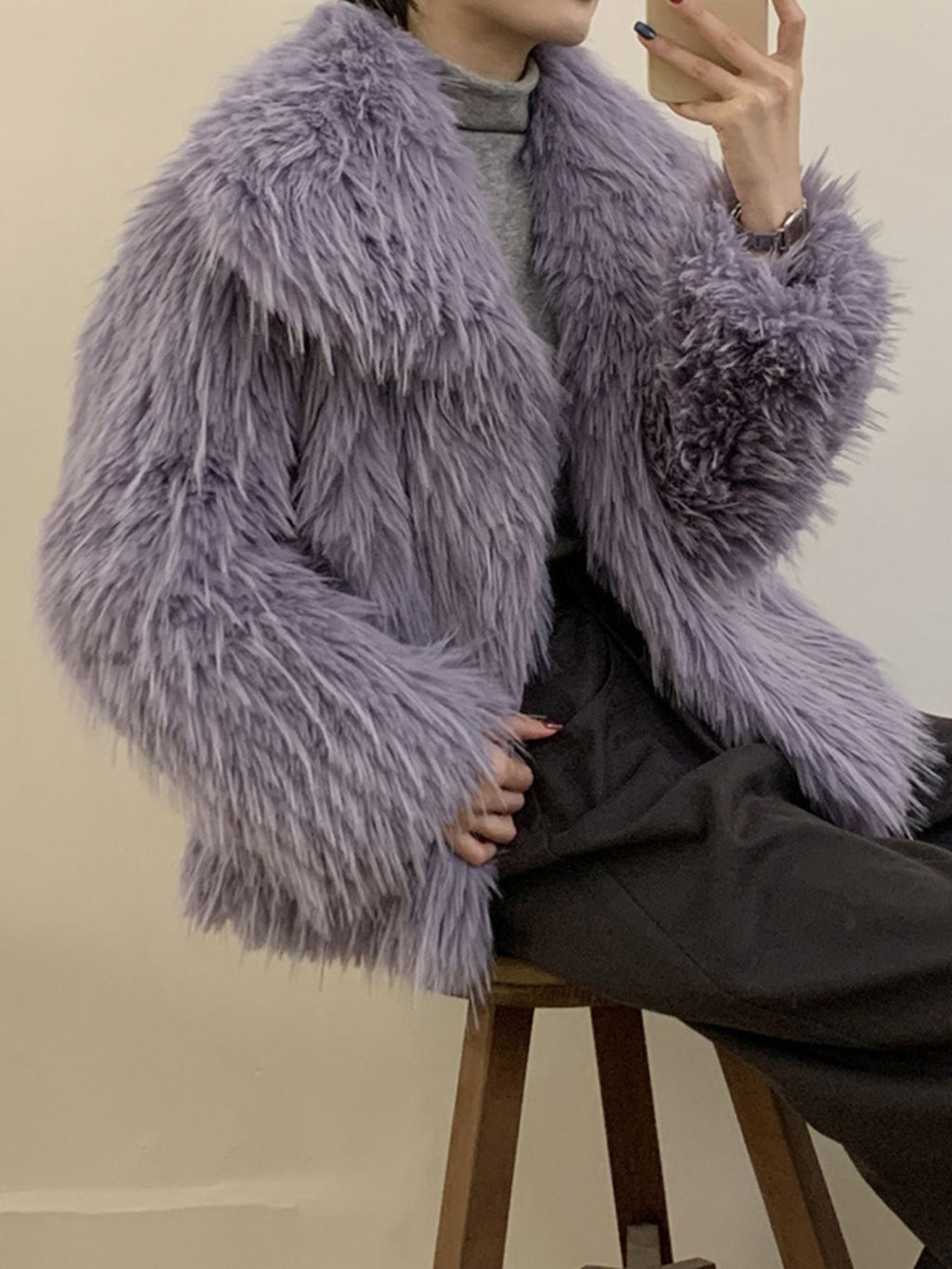 Faux Fur Open Front Outerwear