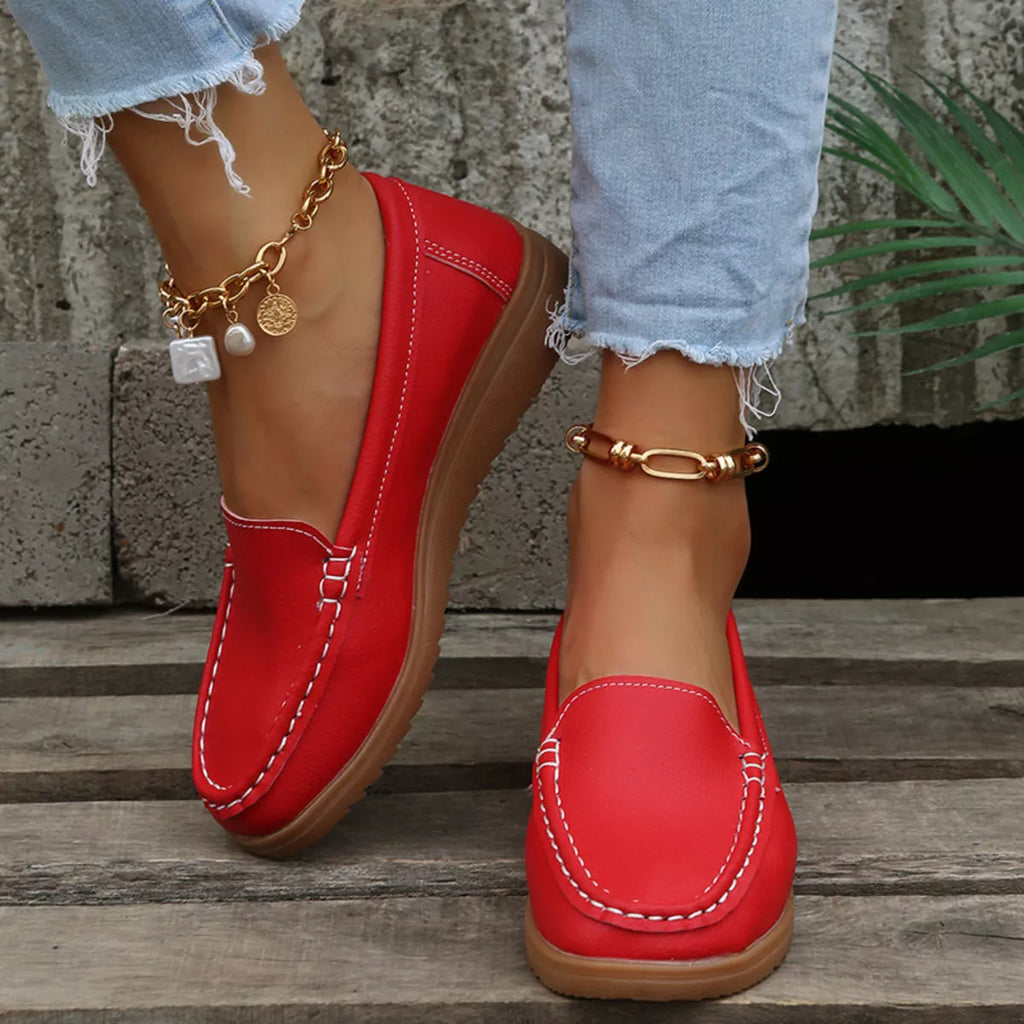 Round Toe Wedge Slip-Ons