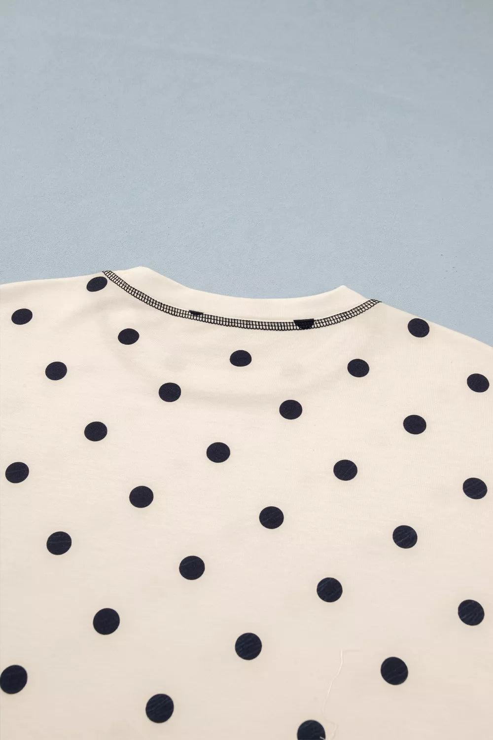 Exposed Seam Detail Polka Dot Loose Tee Drawstring Shorts Set
