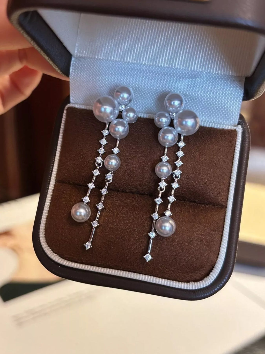 Pearl Cluster Dangle Earrings