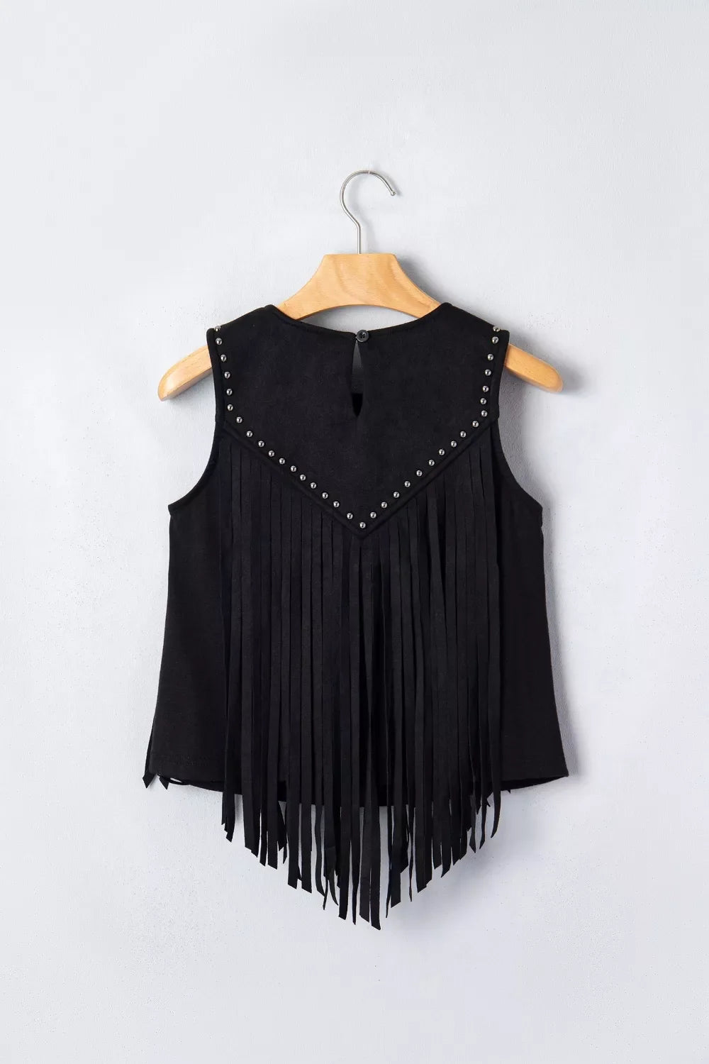 Western Fringe Rivet Paneling Bust Sleeveless Top