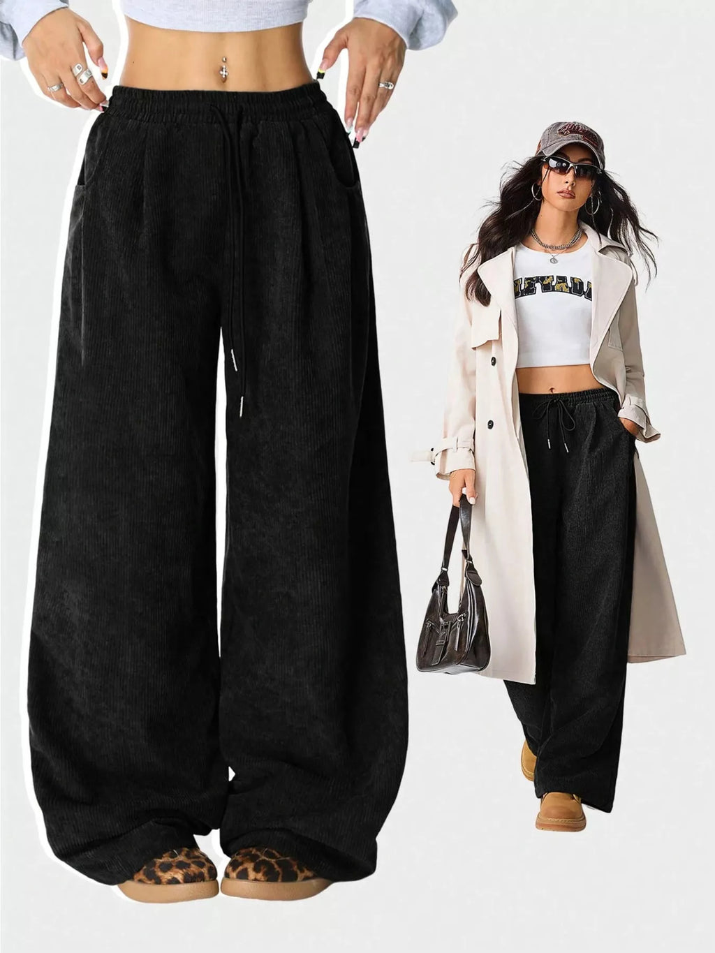 Casual Corduroy Wide Leg Pants