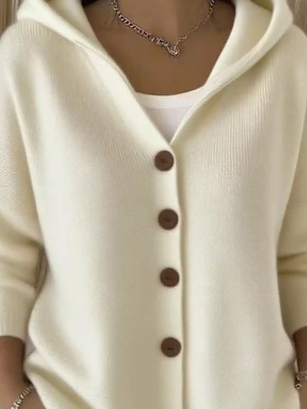 Full Size Hooded Button-Front Soft Knit Cardigan Plus Size