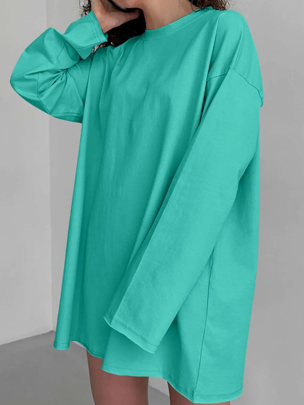 Round Neck Long Sleeve Oversized T-Shirt