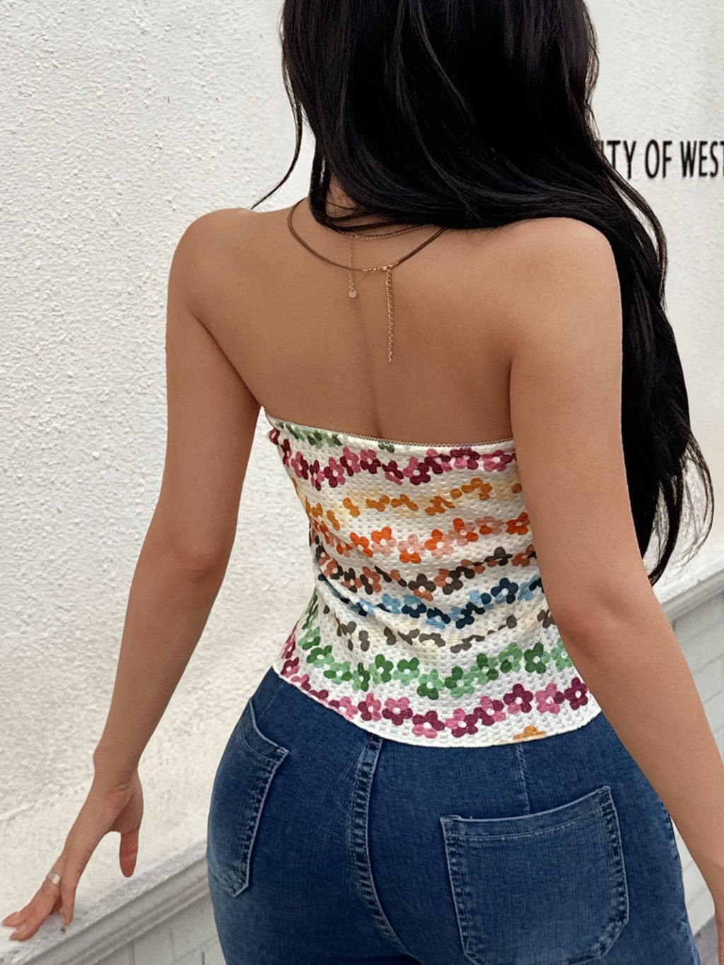 Floral Ruched Tube Top
