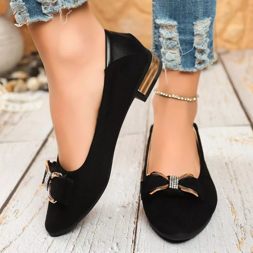Point Toe Block Heels Slip-Ons