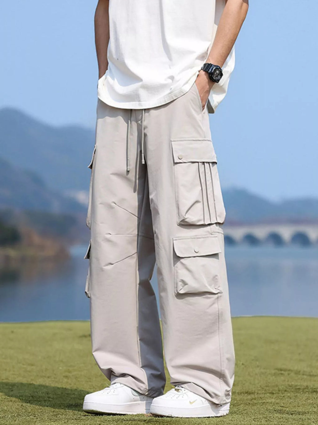Men's Plus Size Loose Fit Multi-Pocket Cargo Pants