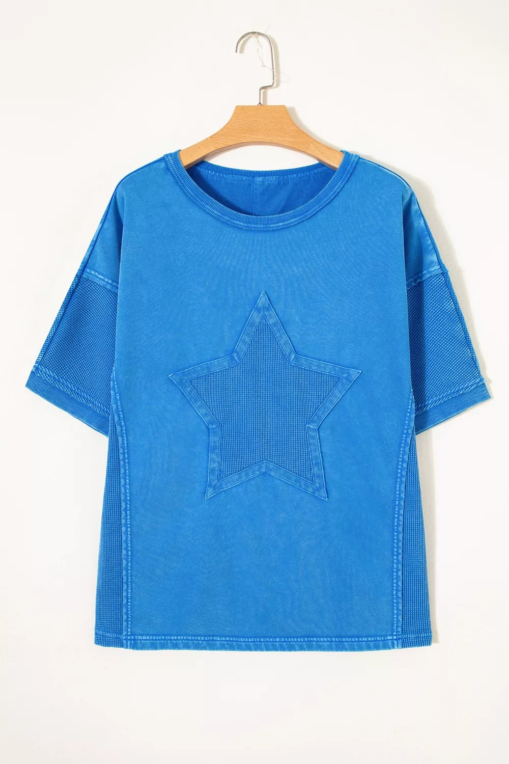 Mineral Wash Star Mesh Patchwork Oversize Tee