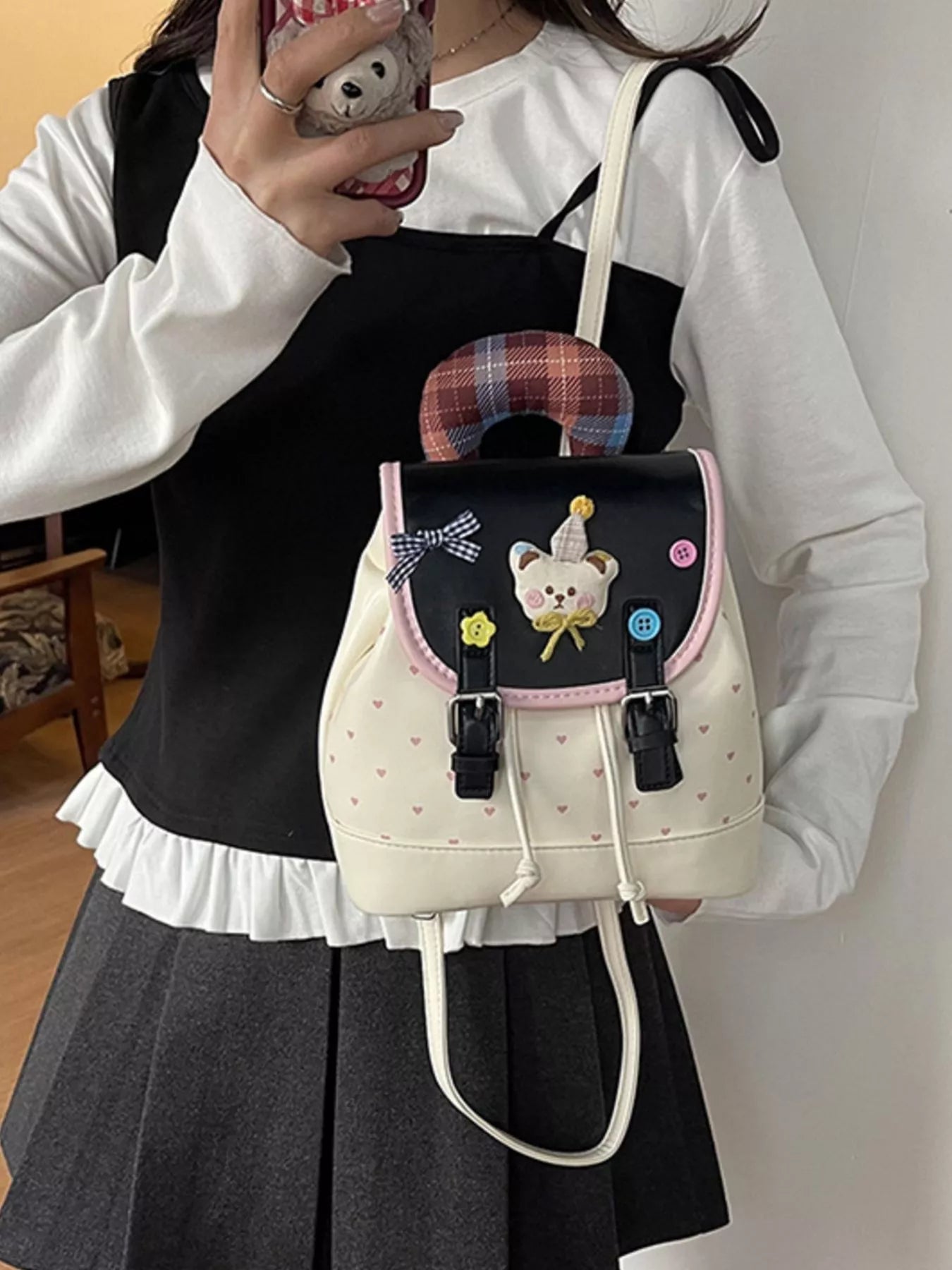 Cartoon Bear Decorated Backpack Bag