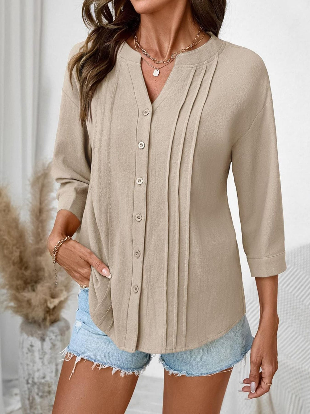Button-Down Notched Shirt