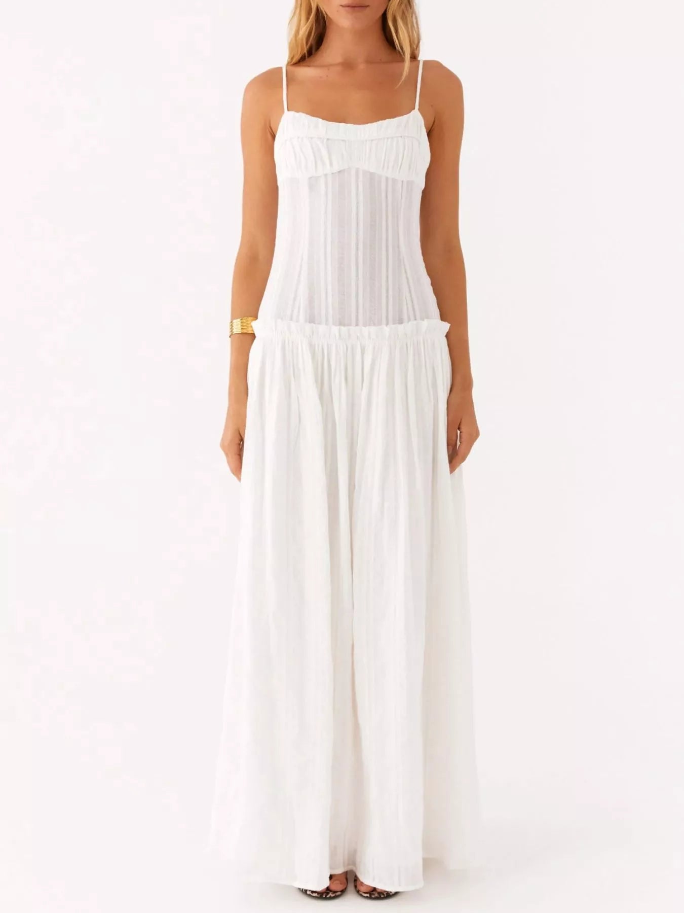 Ruched Spaghetti Strap Maxi Dress