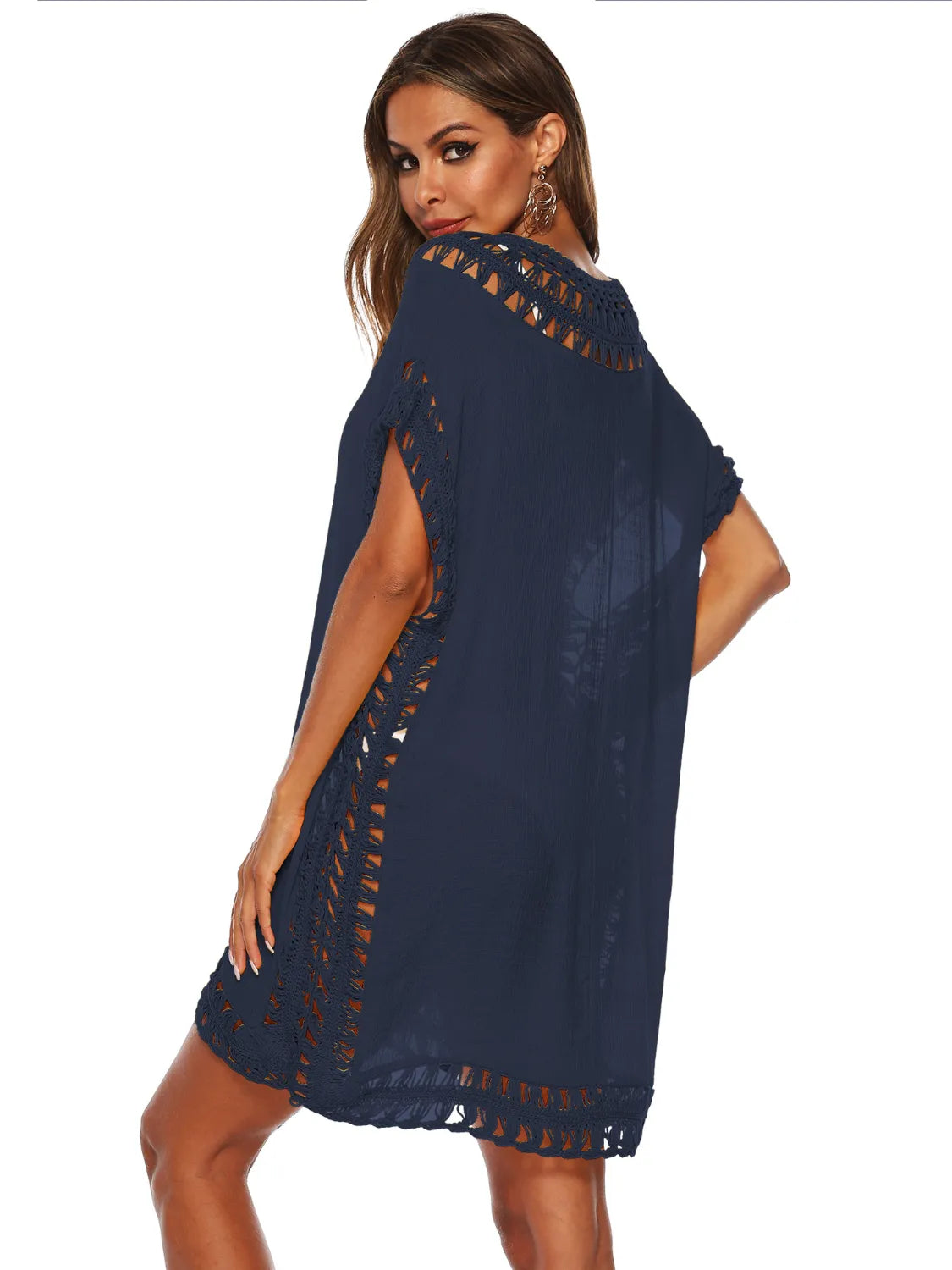 Bohemian Crochet Trim Beach Cover Up Dress