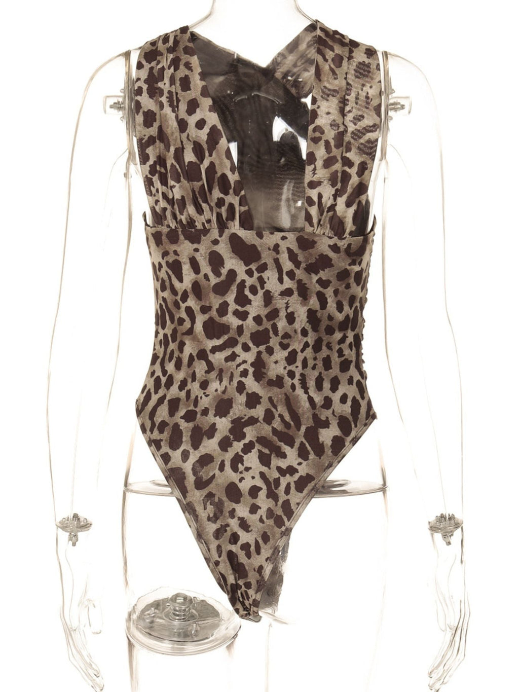Asymmetrical Neck Leopard Bodysuit
