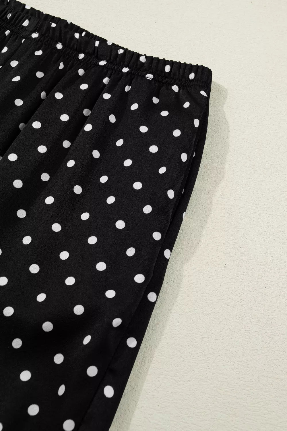 Polka Dot Print Elastic Waist Lace Hem Loose Pants