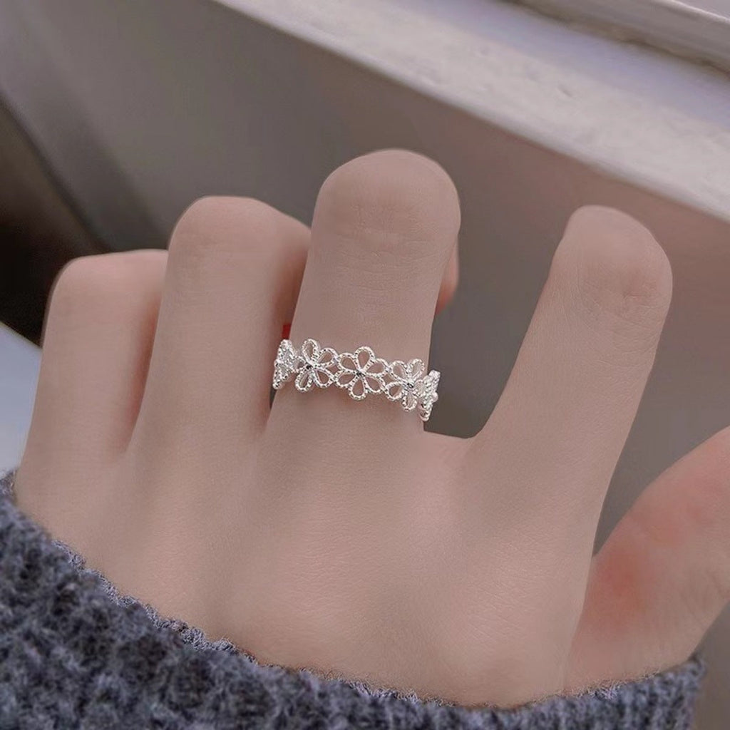 Floral Adjustable Open Ring