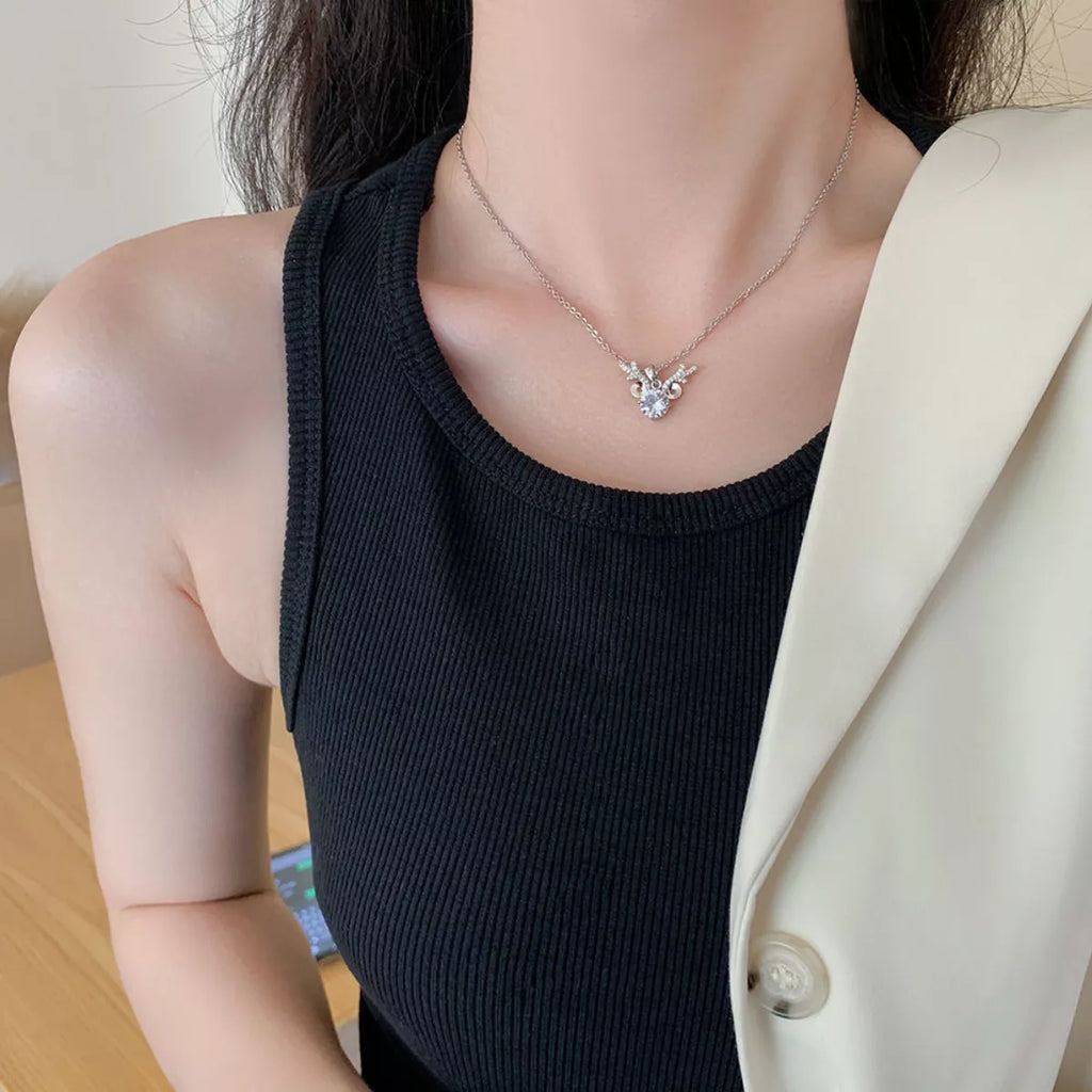 1 Carat Moissanite 925 Sterling Silver Antlers Necklace