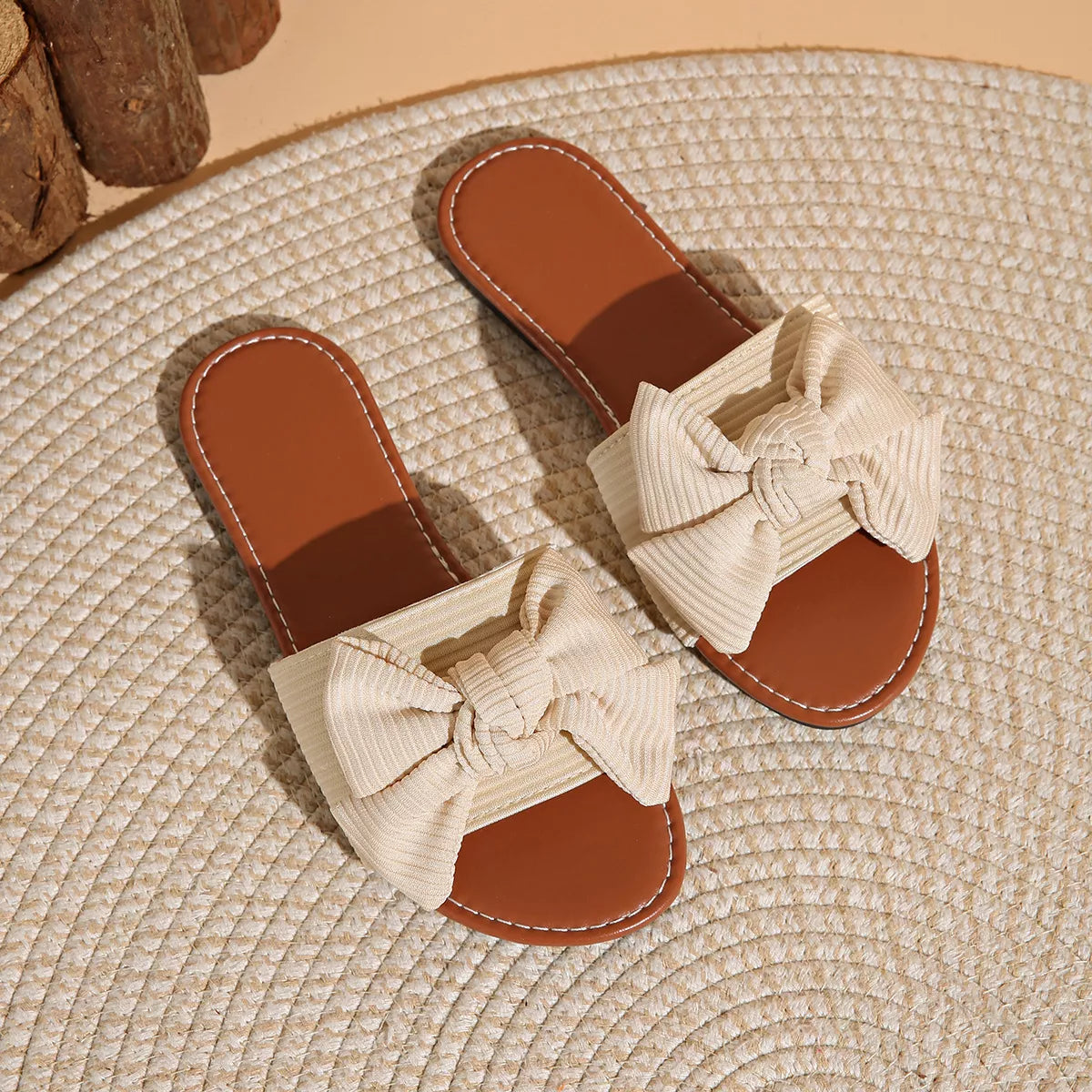 Bow Knot Decor Flat Sandals