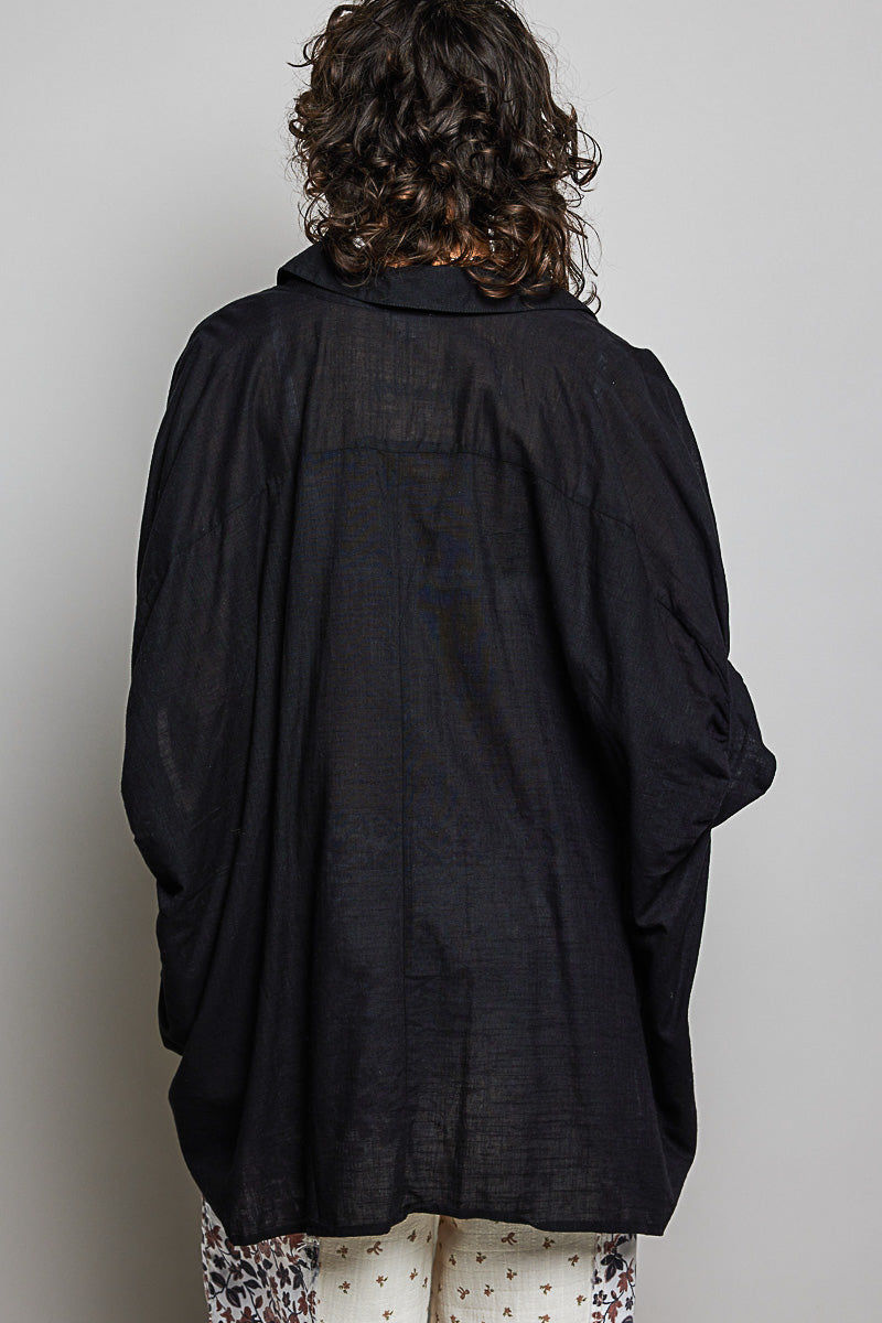 POL Button Down Half Dolman Sleeve Shirt