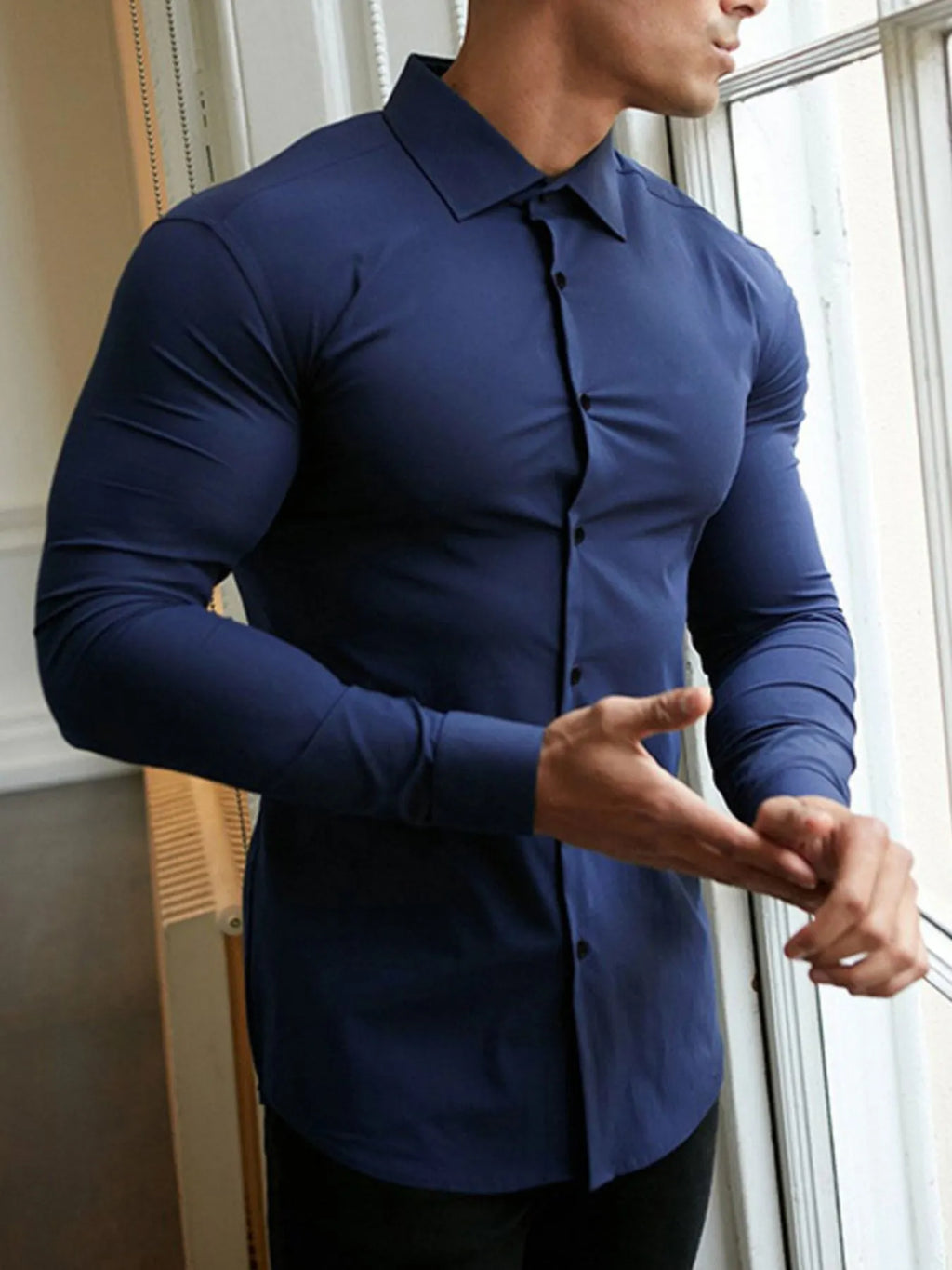 Men's Plus Size Button Up Long Sleeve Shirt
