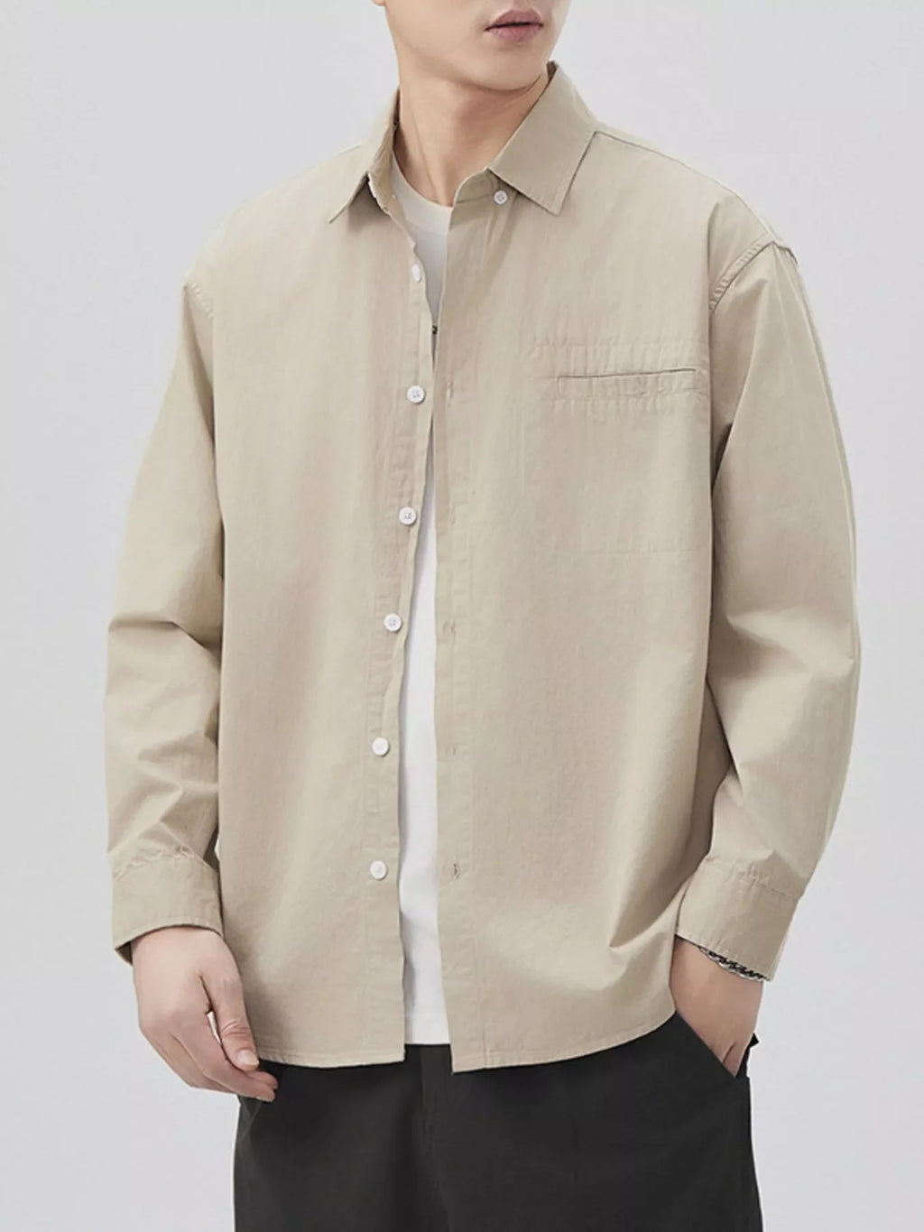Men's Plus Size Button Up Long Sleeve Shirt