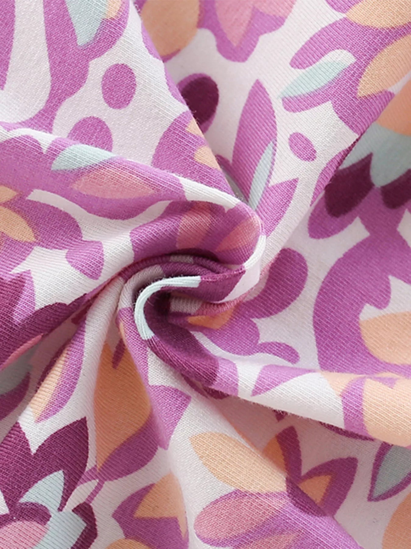 Children's Floral Print Ruffle Trim A-Line Dress