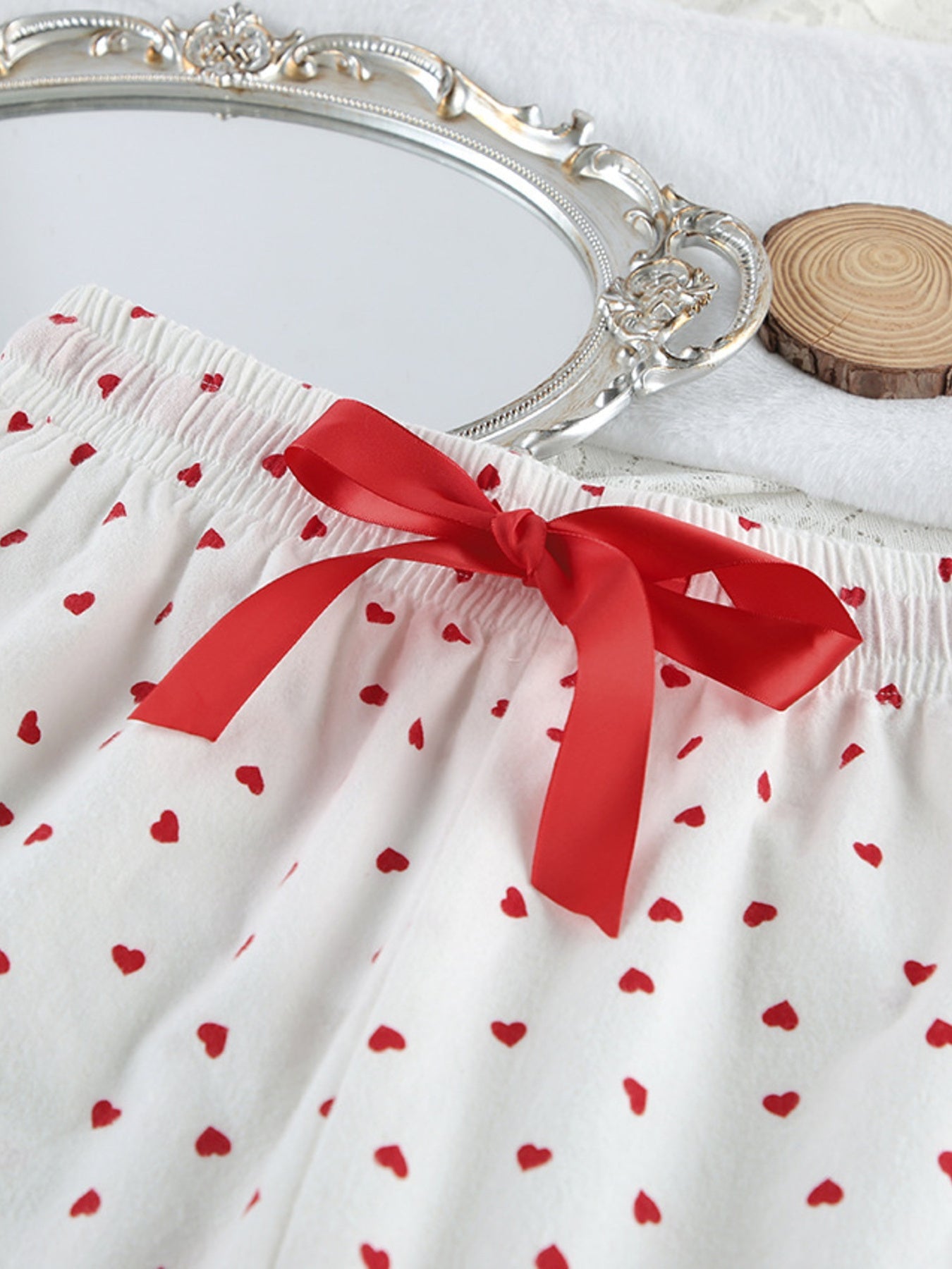 Heart Print Long Sleeve Top and Pants Lounge Set