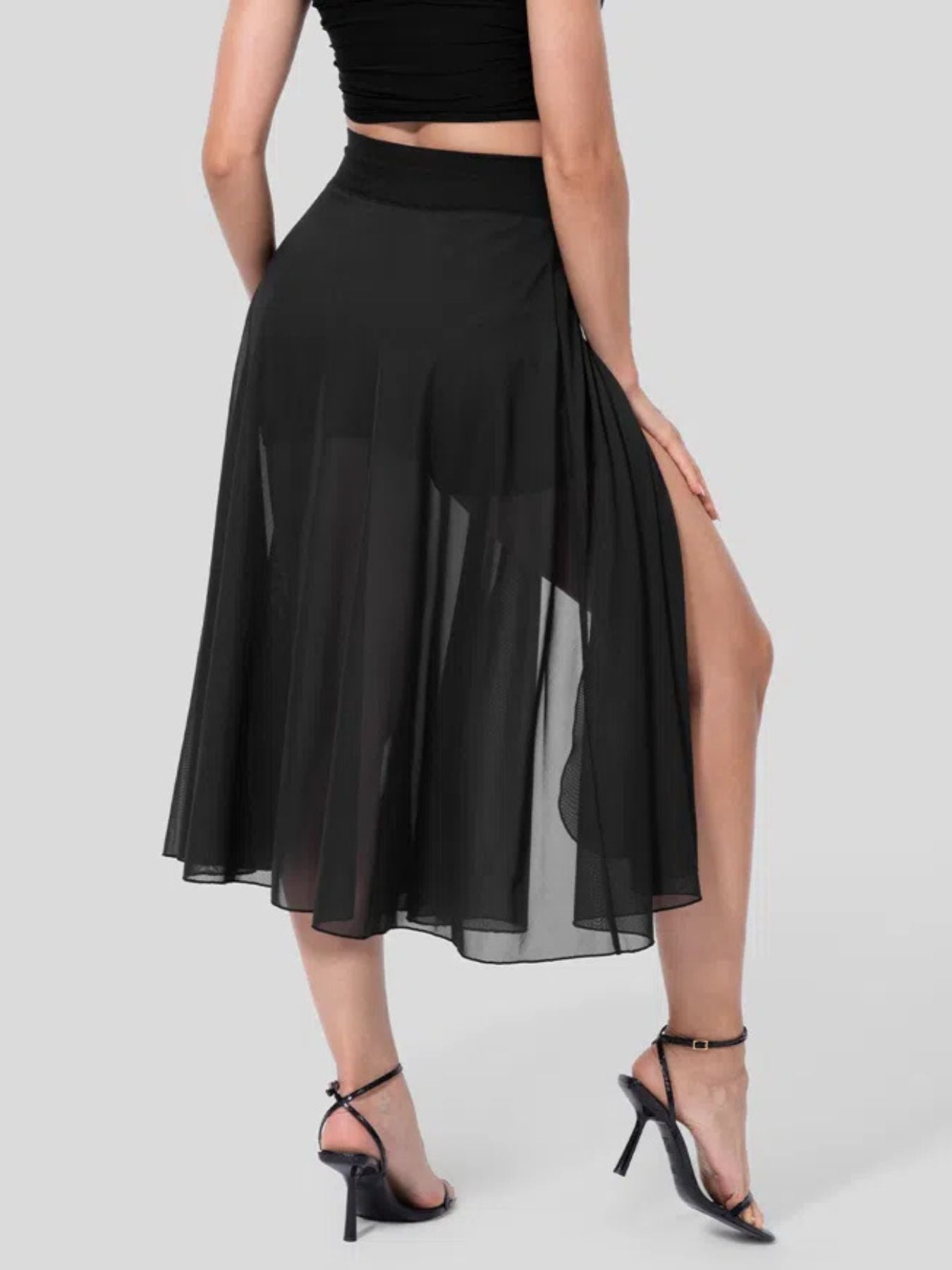 Slit Flowy Skirt with Shorts Liner