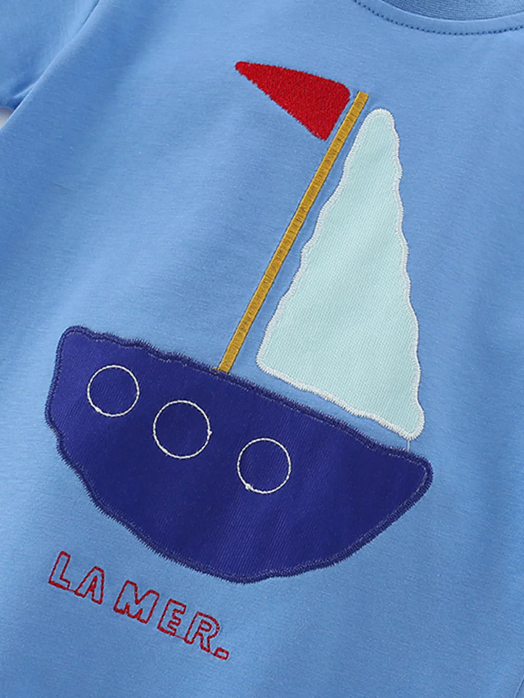 Children's Sailboat Print Tee and Striped Shorts Set
