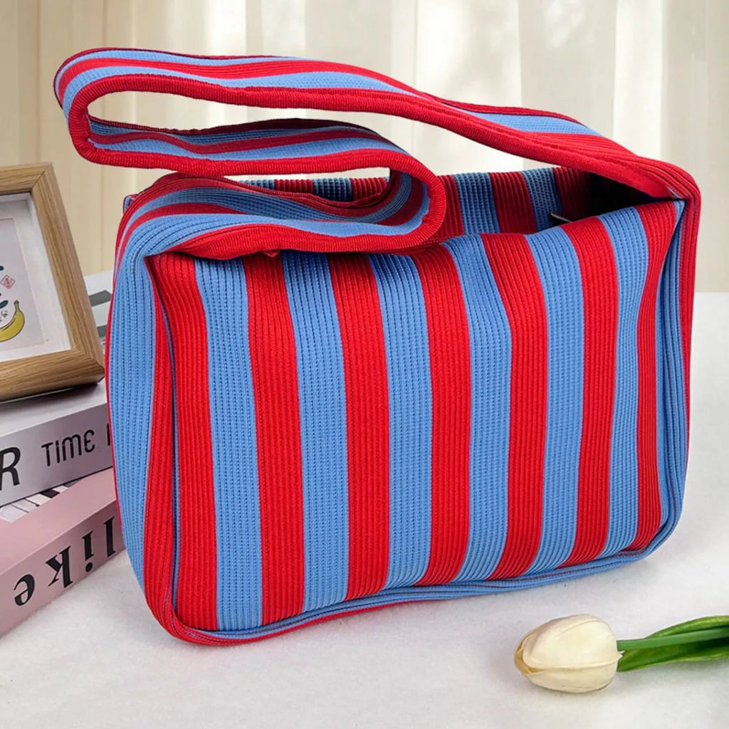 Striped Knit Shoulder Bag