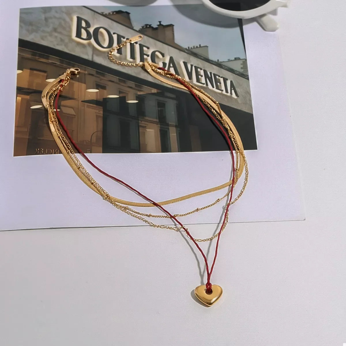 Stainless Steel Four-Layered Heart Necklace