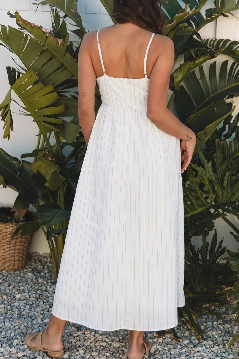 Stripe Square Neck Cami Dress with Pockets