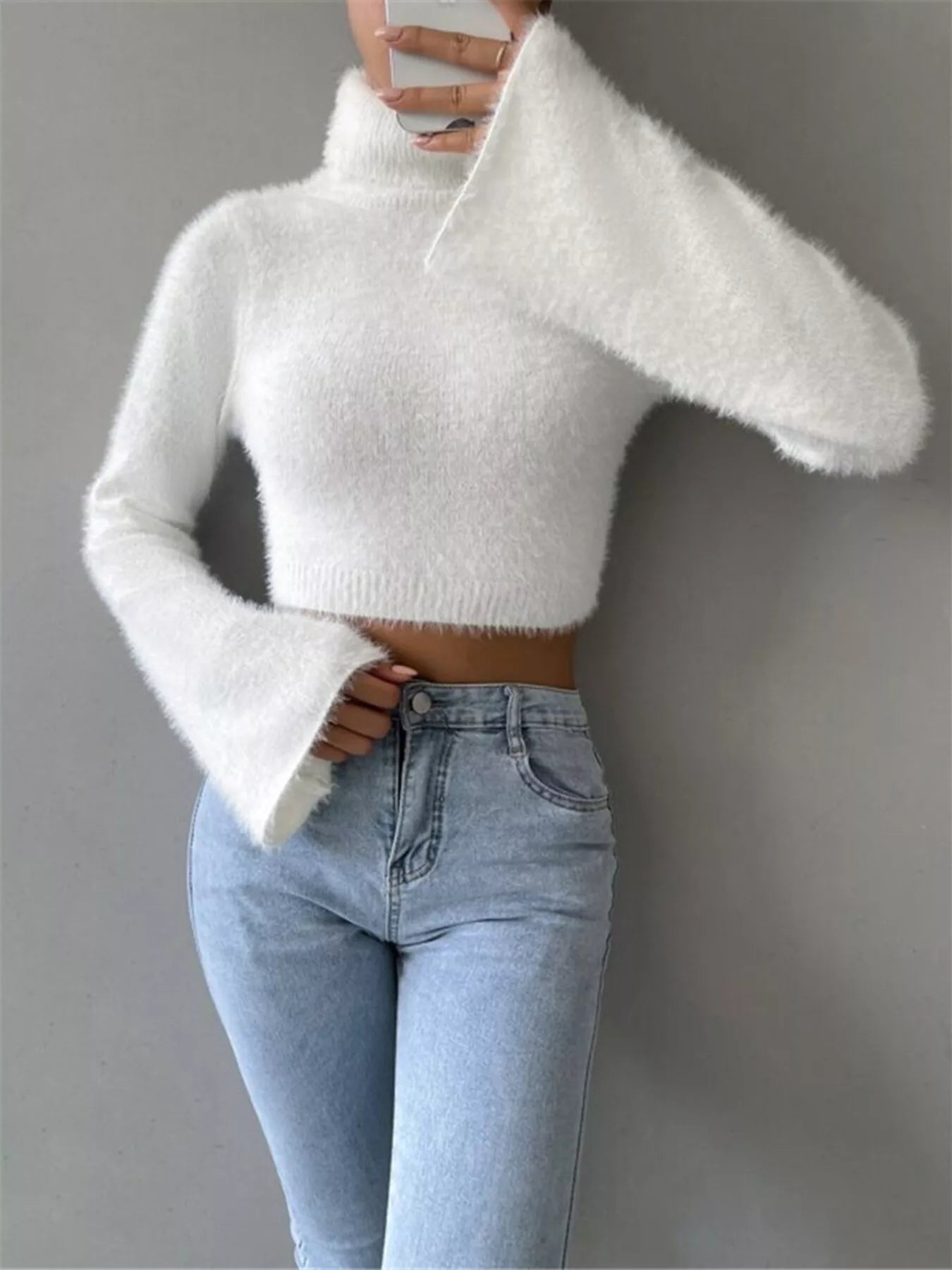 Turtleneck Flare Sleeve Sweater