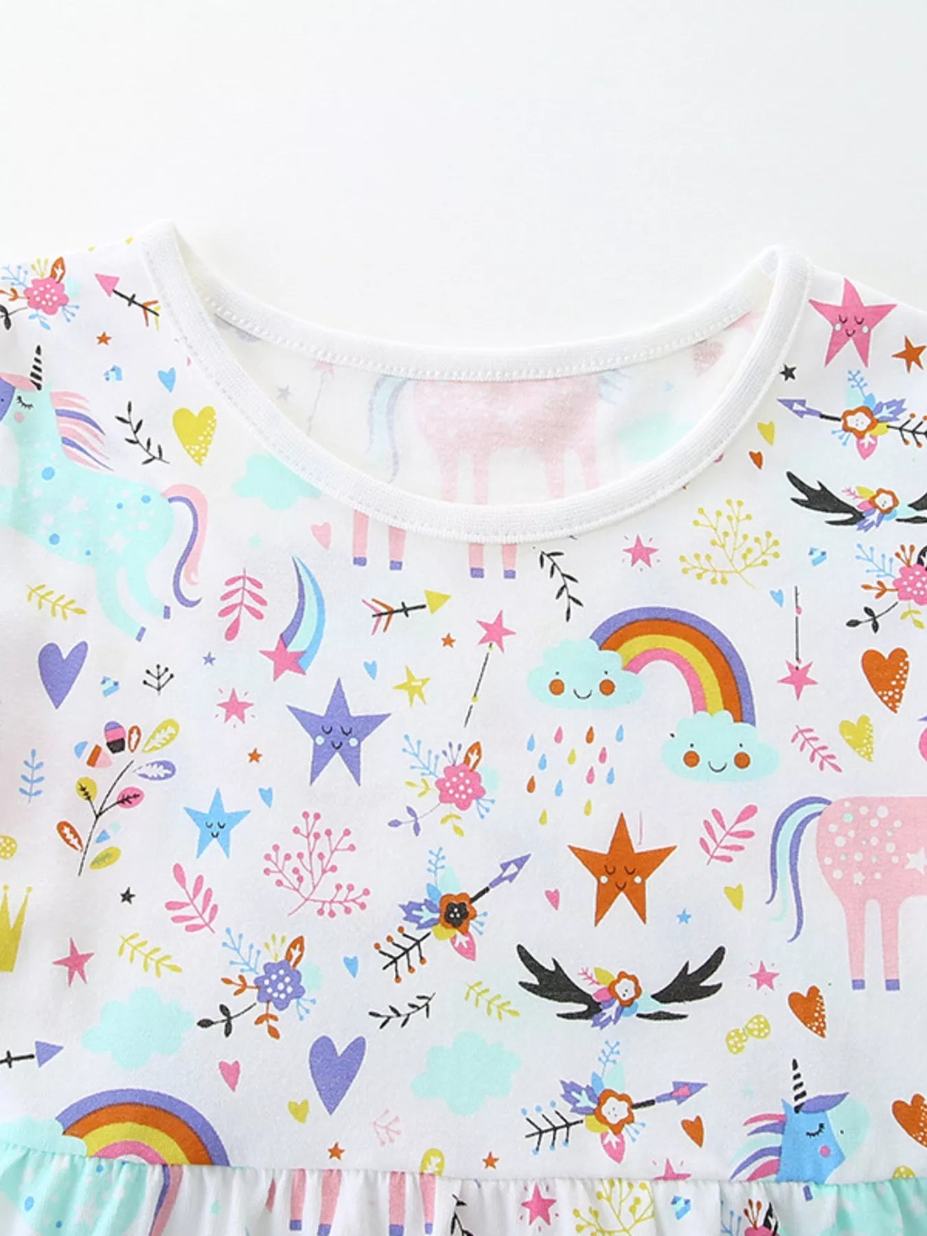 Children's Unicorn Print Short Sleeve Dress