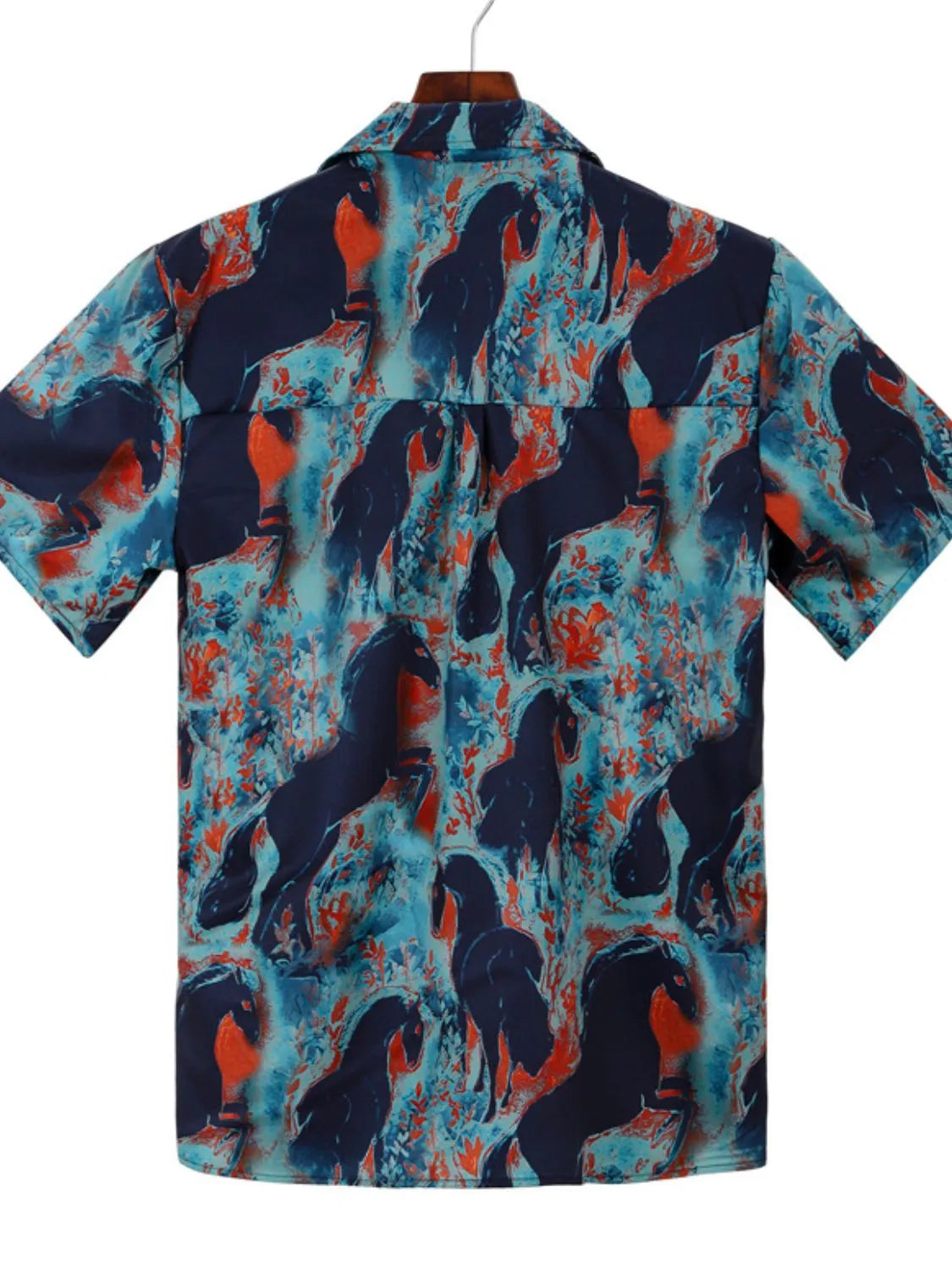 Men's Full Size Printed Button Up Short Sleeve Shirt Plus Size