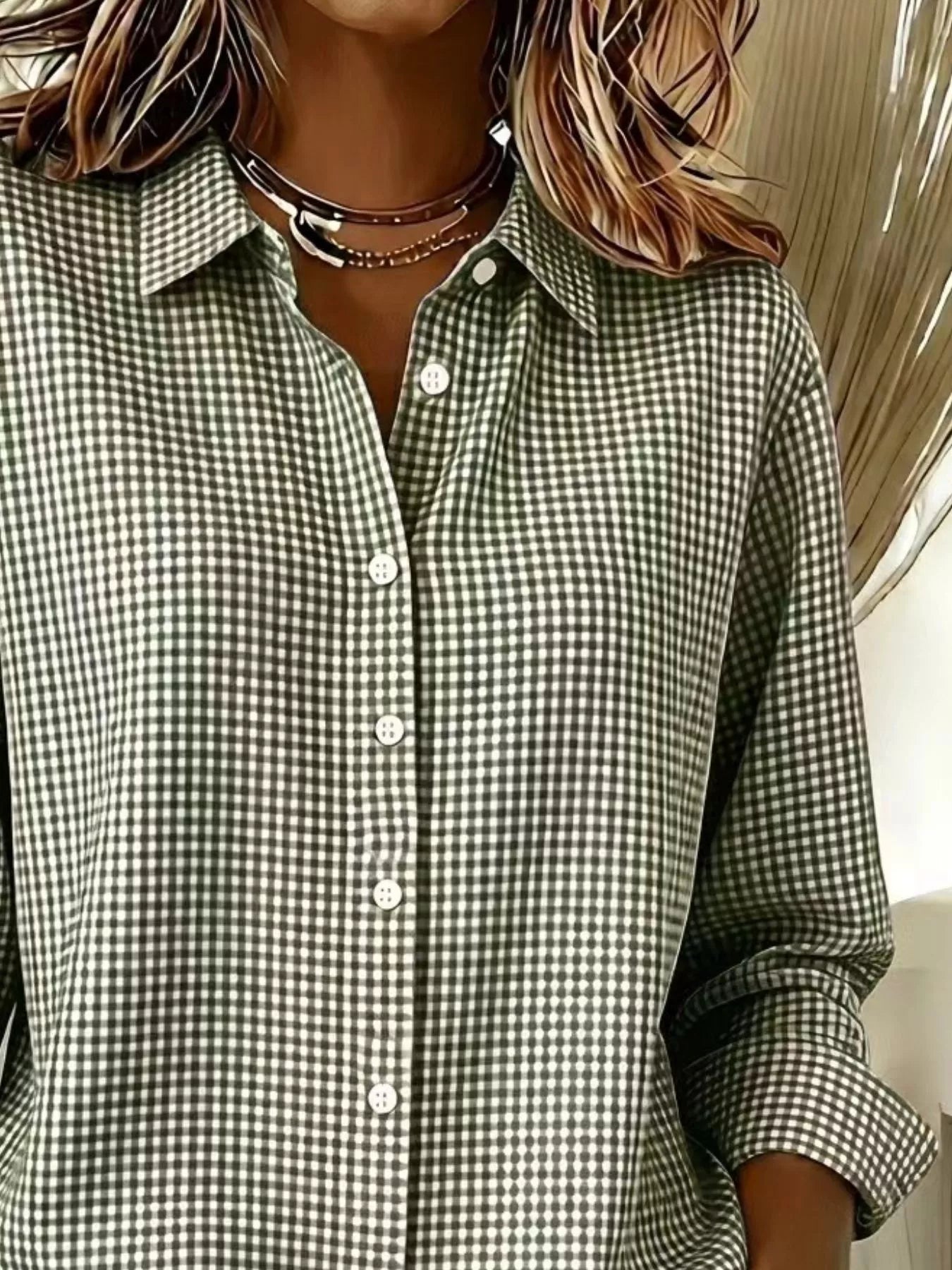 Full Size Plaid Button Up Long Sleeve Shirt Plus Size