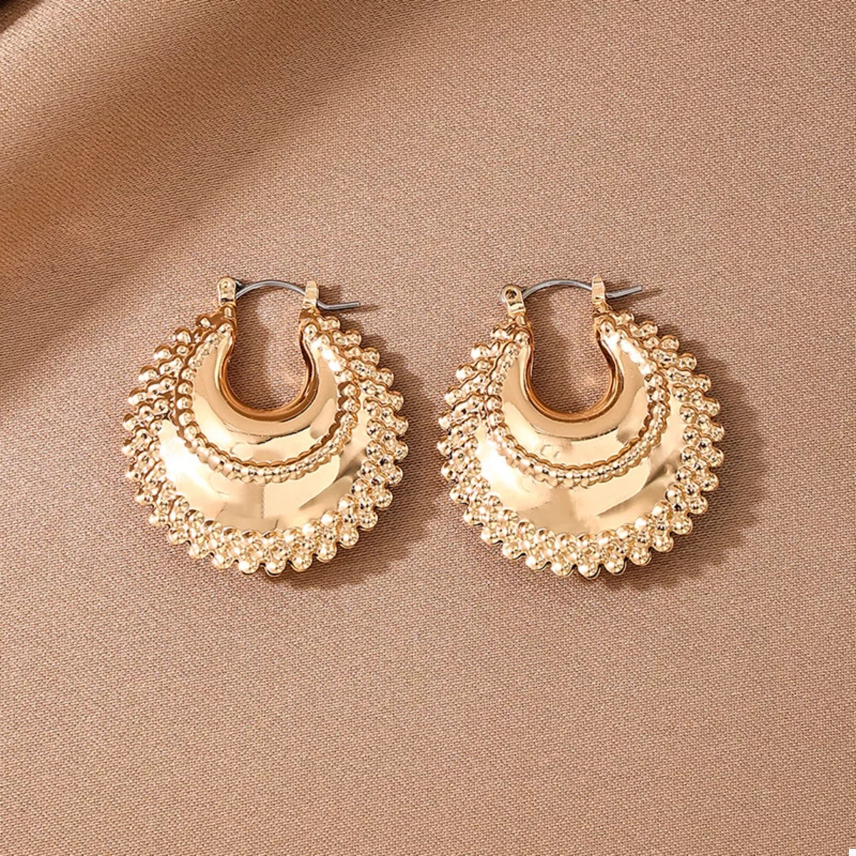18K Gold-Plated Alloy Crescent Moon Hoop Earrings